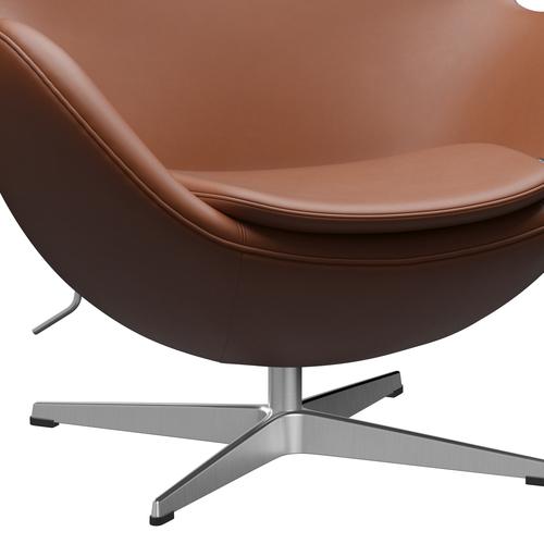 Fritz Hansen The Egg Lounge Chair Leather, Satin Brushed Aluminium/Essential Walnut