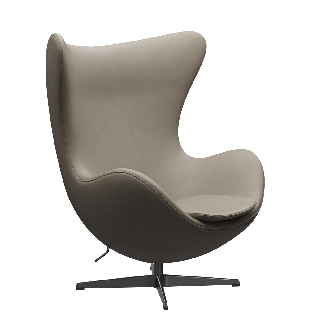 Fritz Hansen The Egg Lounge Chair Leather, Black/Essential Light Grey