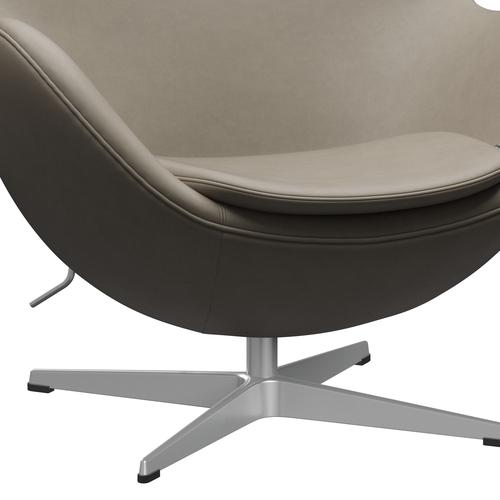 Fritz Hansen The Egg Lounge Chair Leather, Silver Grey/Essential Light Grey