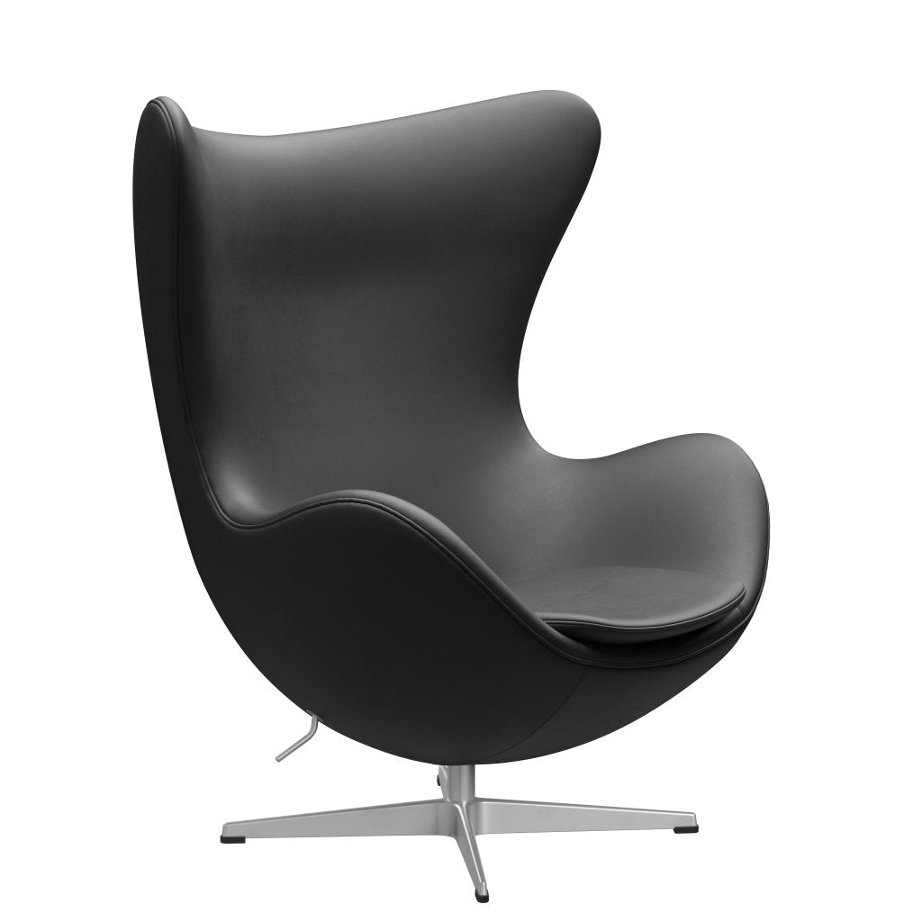 Fritz Hansen The Egg Lounge Chair Leather, Silver Grey/Essential Black