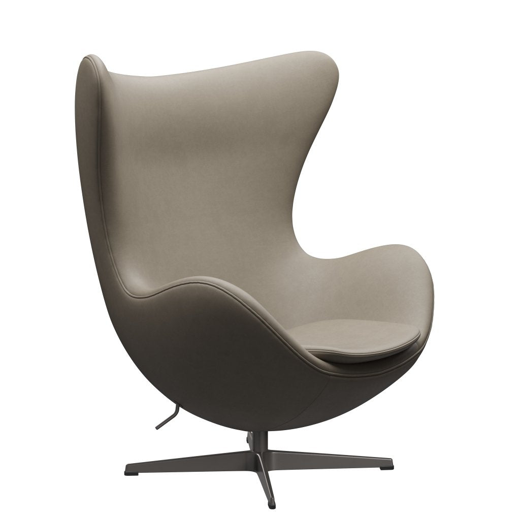 Fritz Hansen The Egg Lounge Chair Leather, Warm Graphite/Essential Light Grey