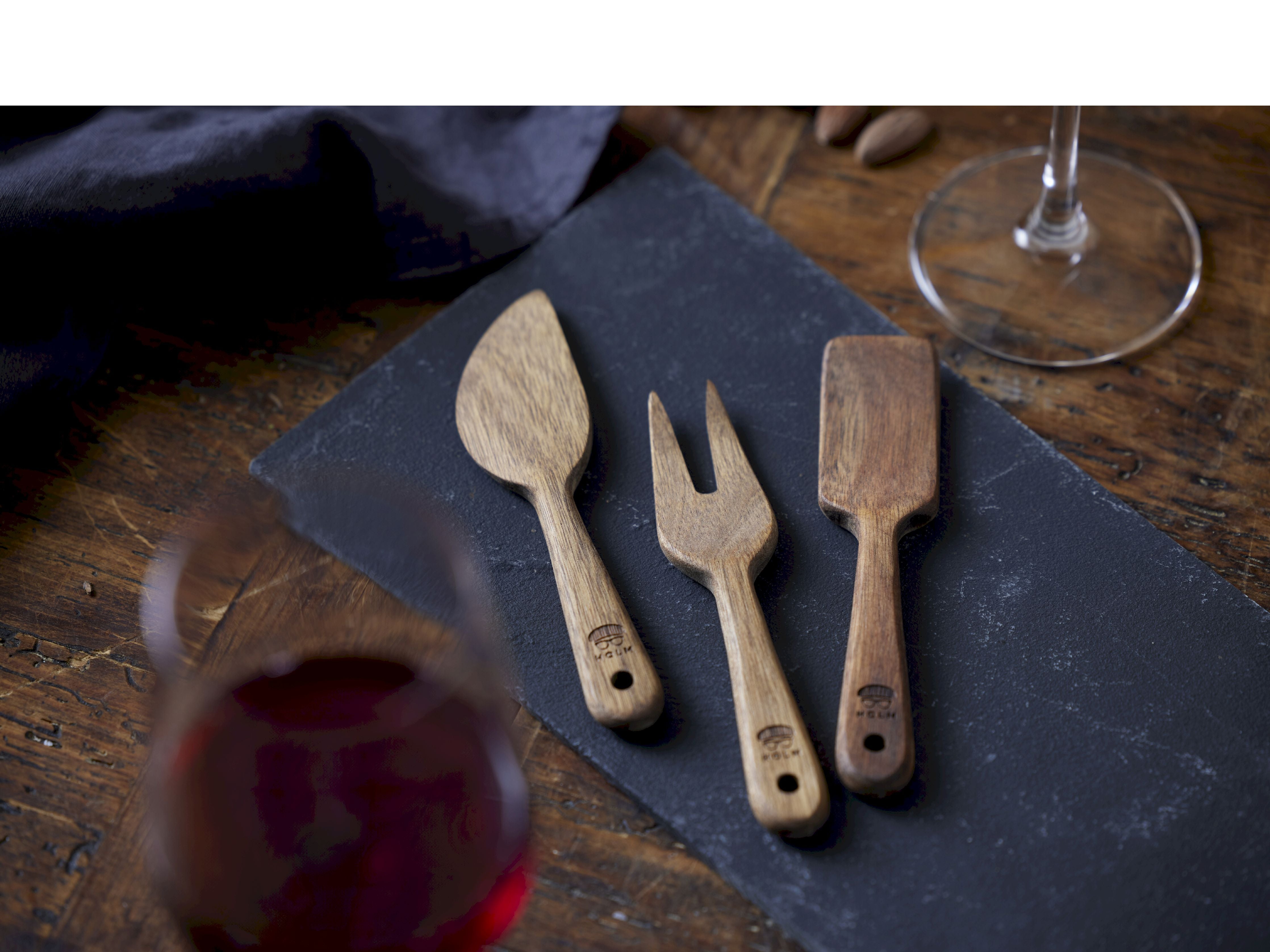 Holm Cheese Knife Set Of 3, Acacia Wood