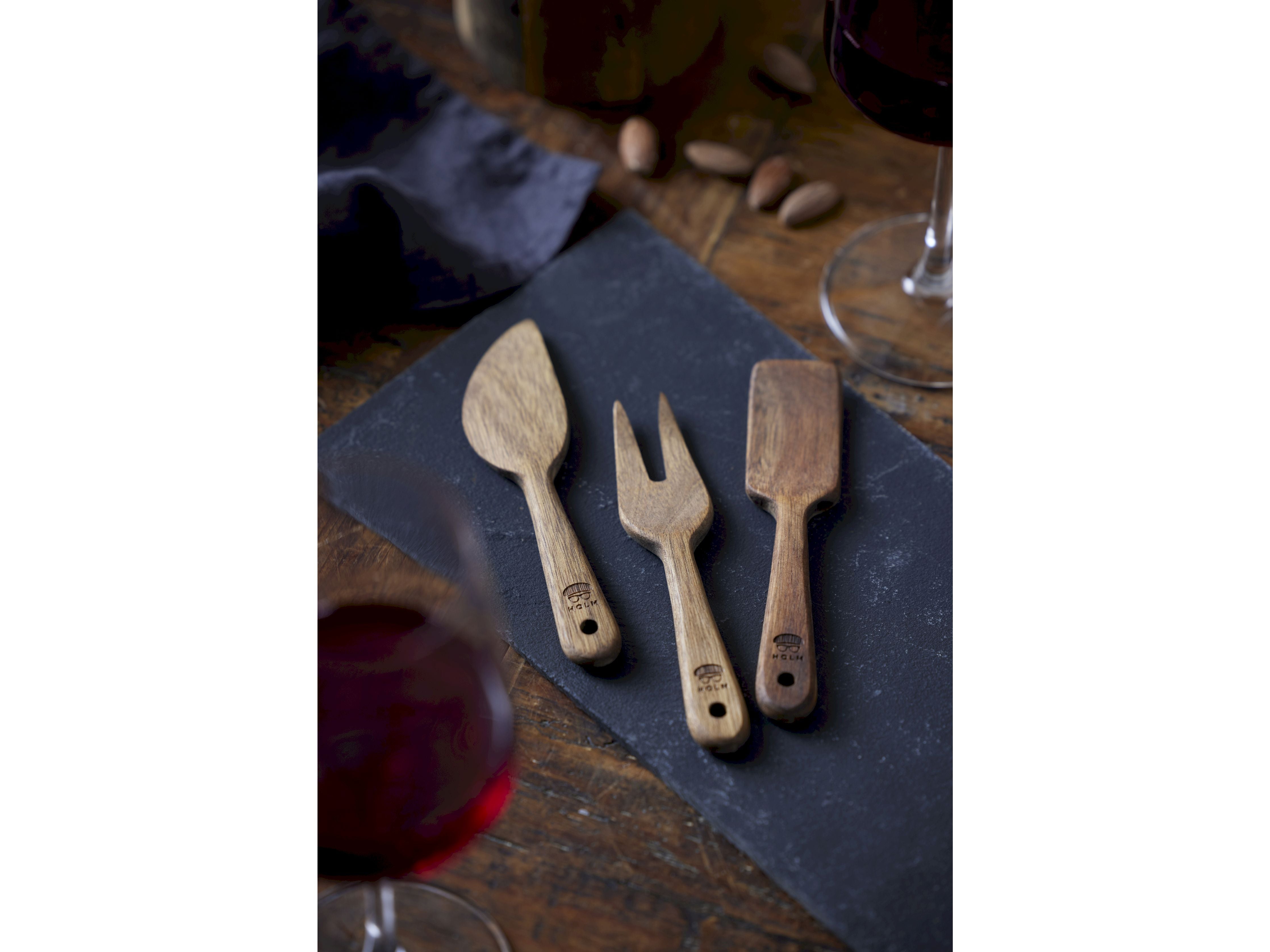 Holm Cheese Knife Set Of 3, Acacia Wood