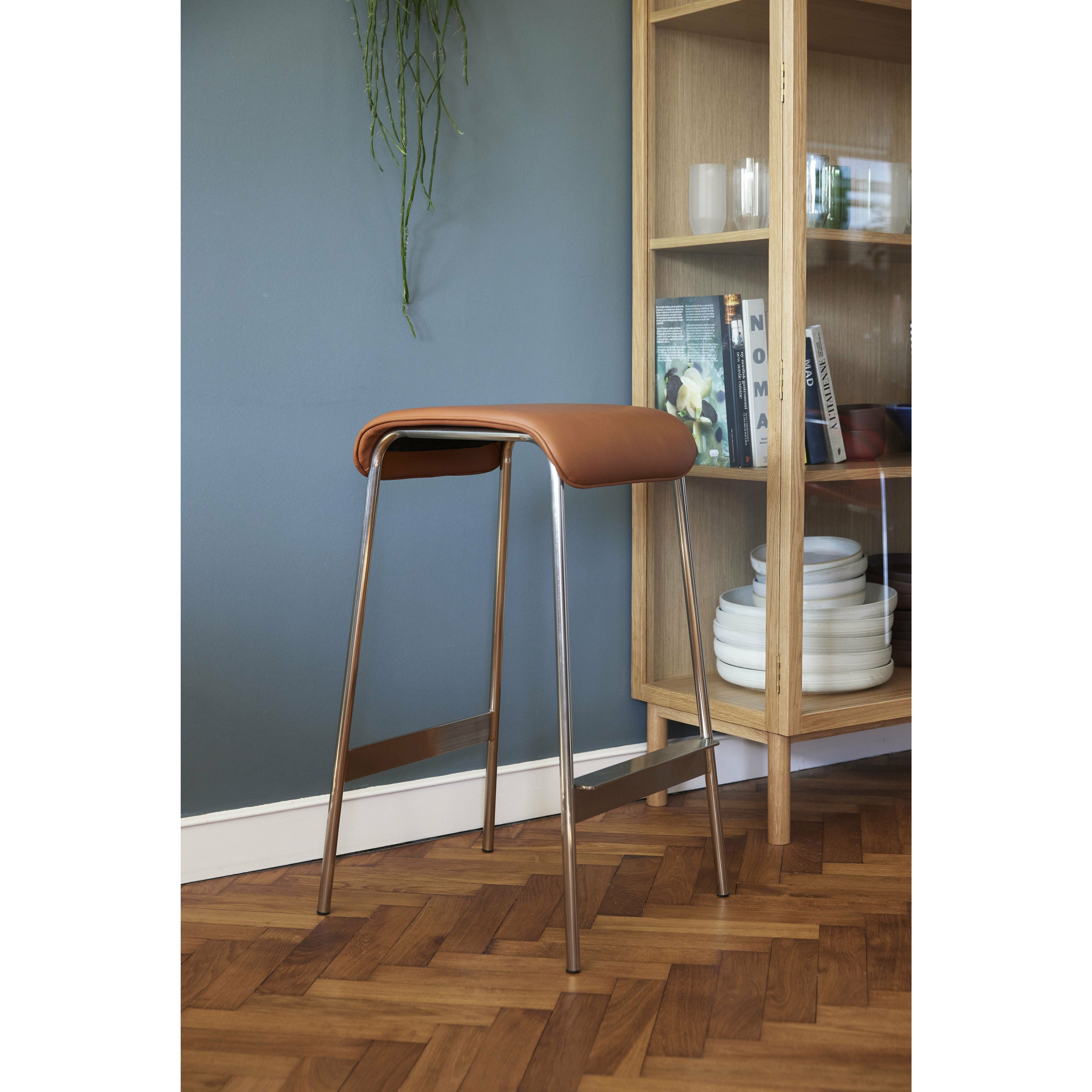 Hübsch Avenue Bar Stool Nickel Microfiber Brown