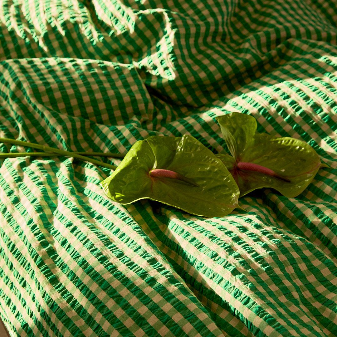 Juna Bæk & Bølge Bed Linen 200x220 Cm, Green/Sand