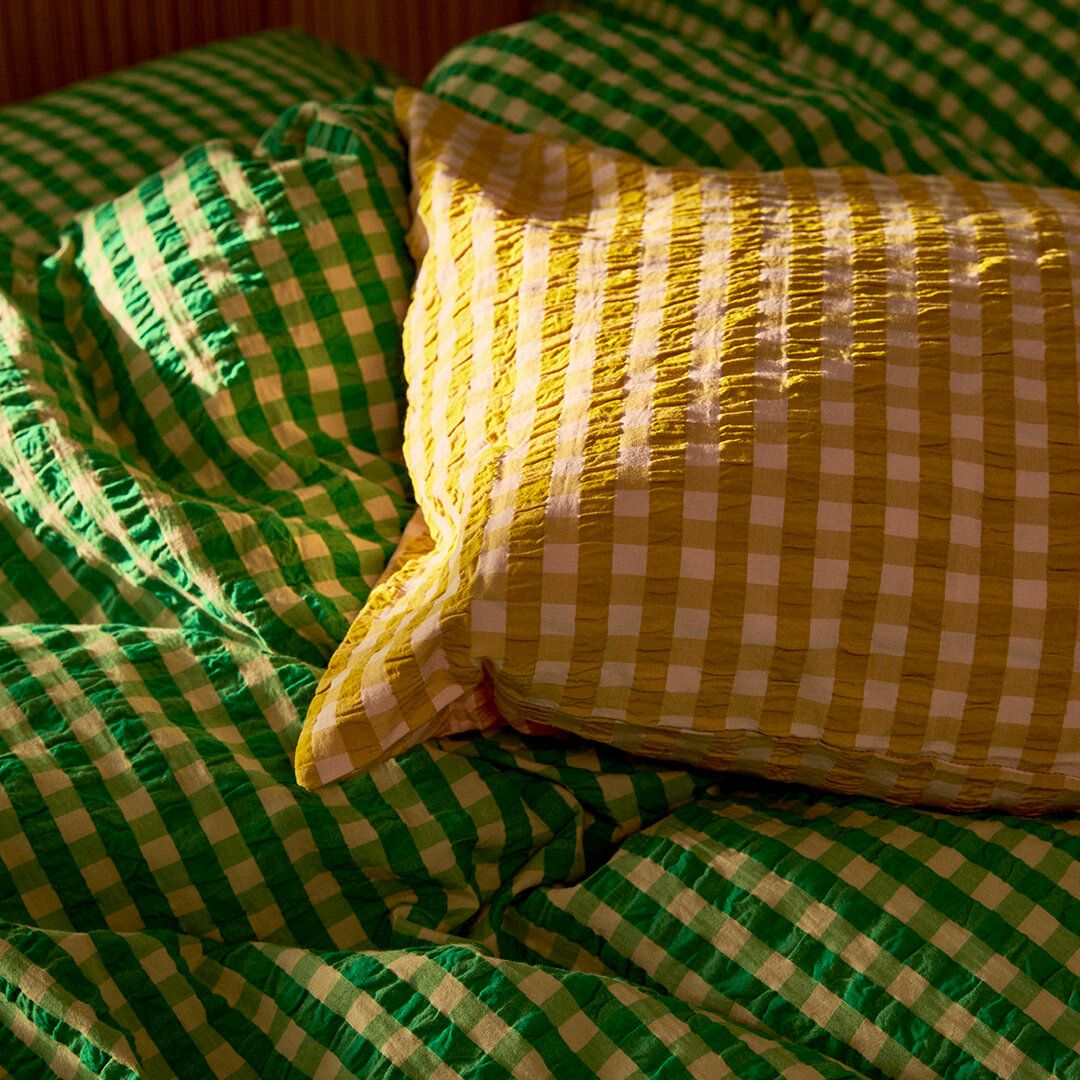 Juna Bæk & Bølge Bed Linen 200x220 Cm, Green/Sand