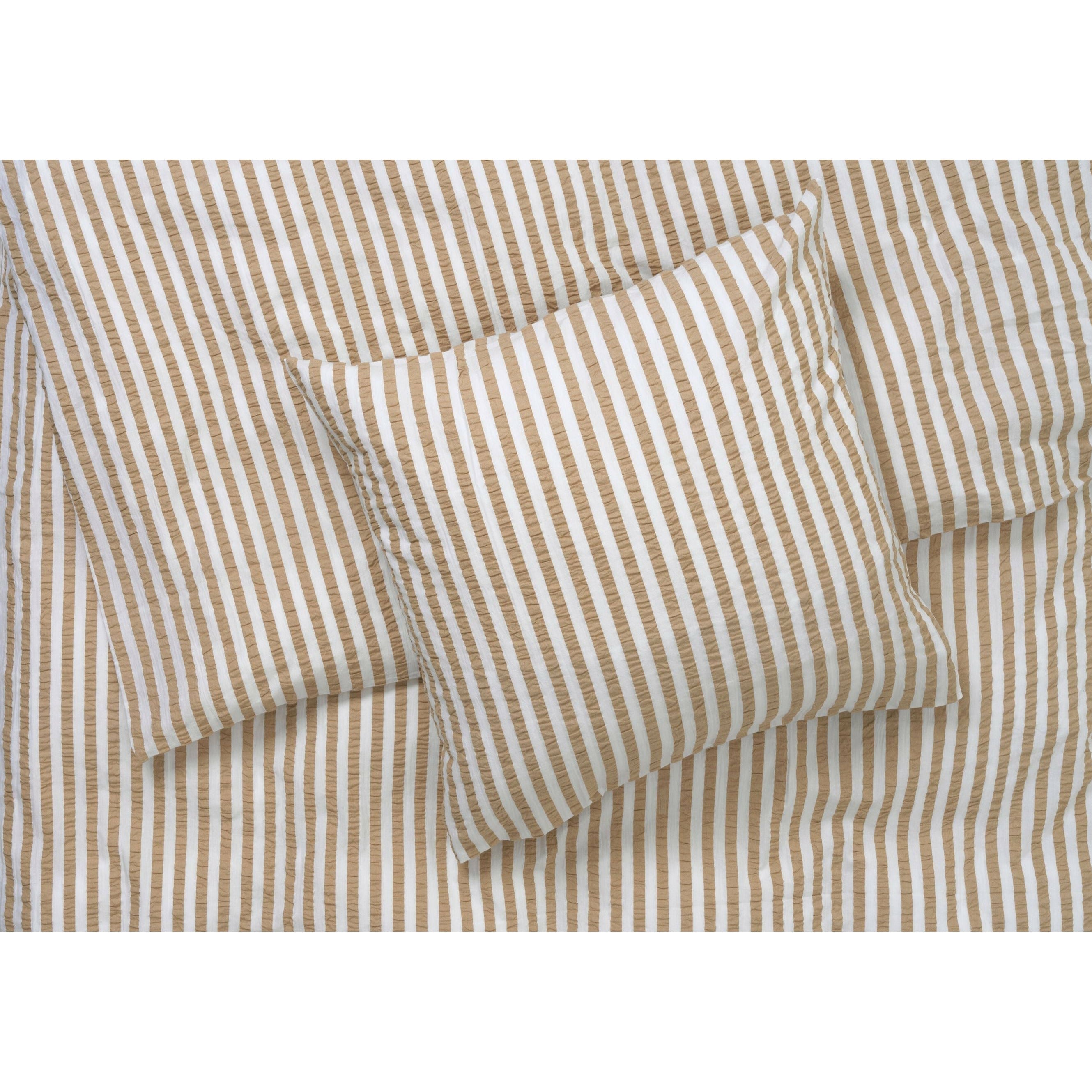 Juna Bæk & Bølge Lines Bed Linen 140x220 Cm, Sand/White