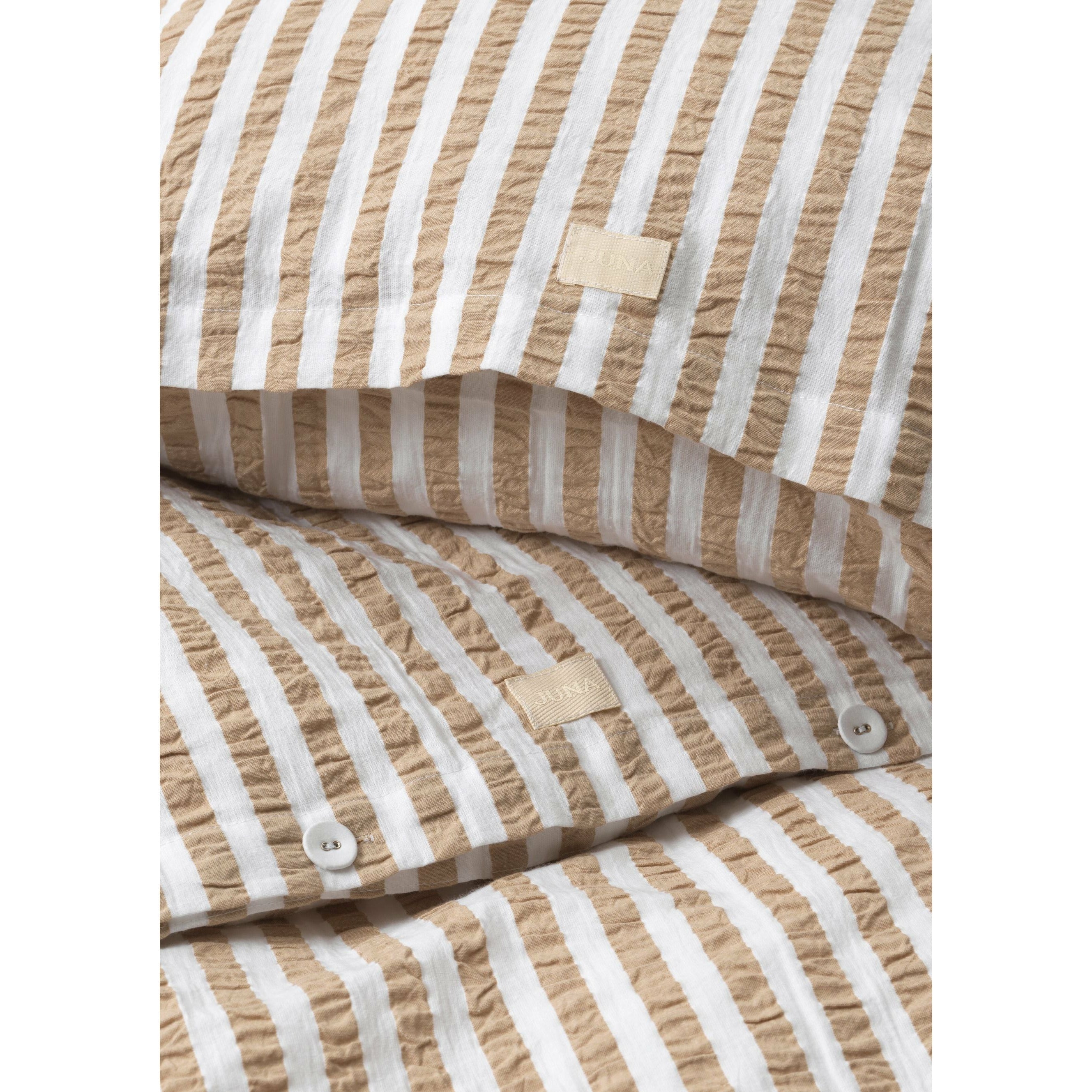 Juna Bæk & Bølge Lines Bed Linen 140x220 Cm, Sand/White