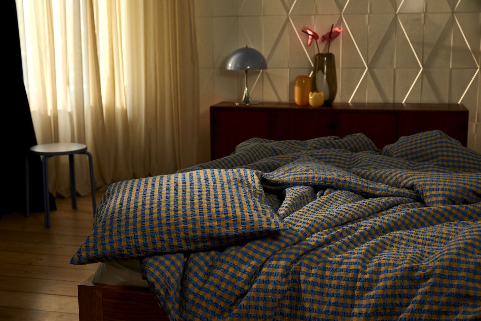 Juna Bæk&Bølge Bed Linen 140 X200 Cm, Blue/Ochre