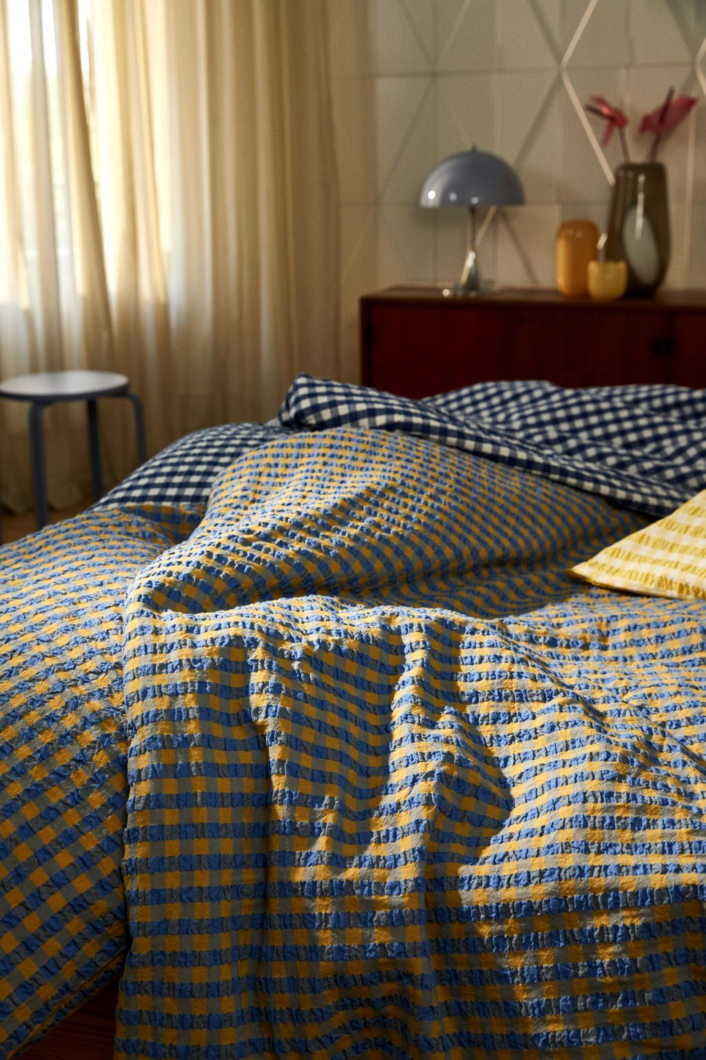 Juna Bæk&Bølge Bed Linen 140 X200 Cm, Blue/Ochre