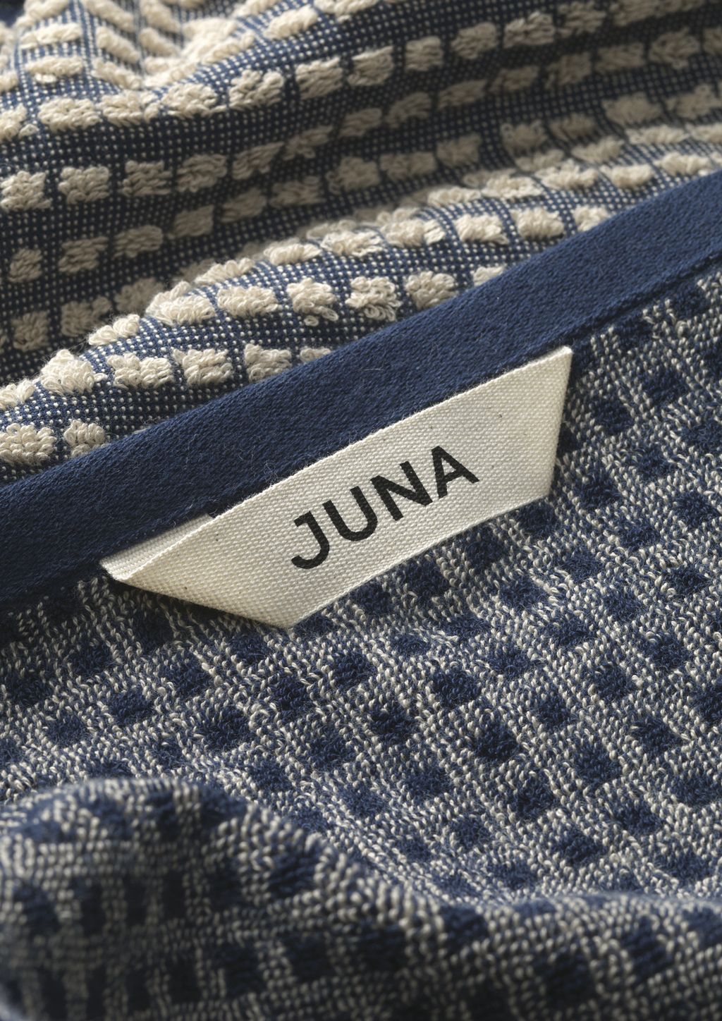 Juna Check Towel 70 X140 Cm, Dark Blue/Sand