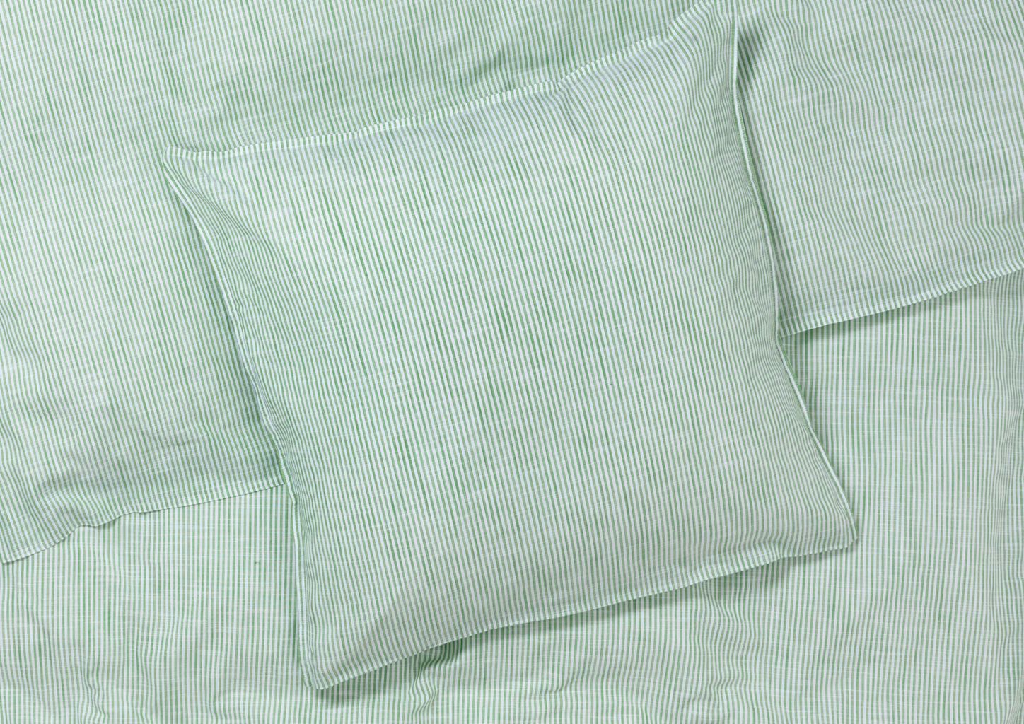 Juna Monochrome Lines Bed Linen 140 X200 Cm, Green/White