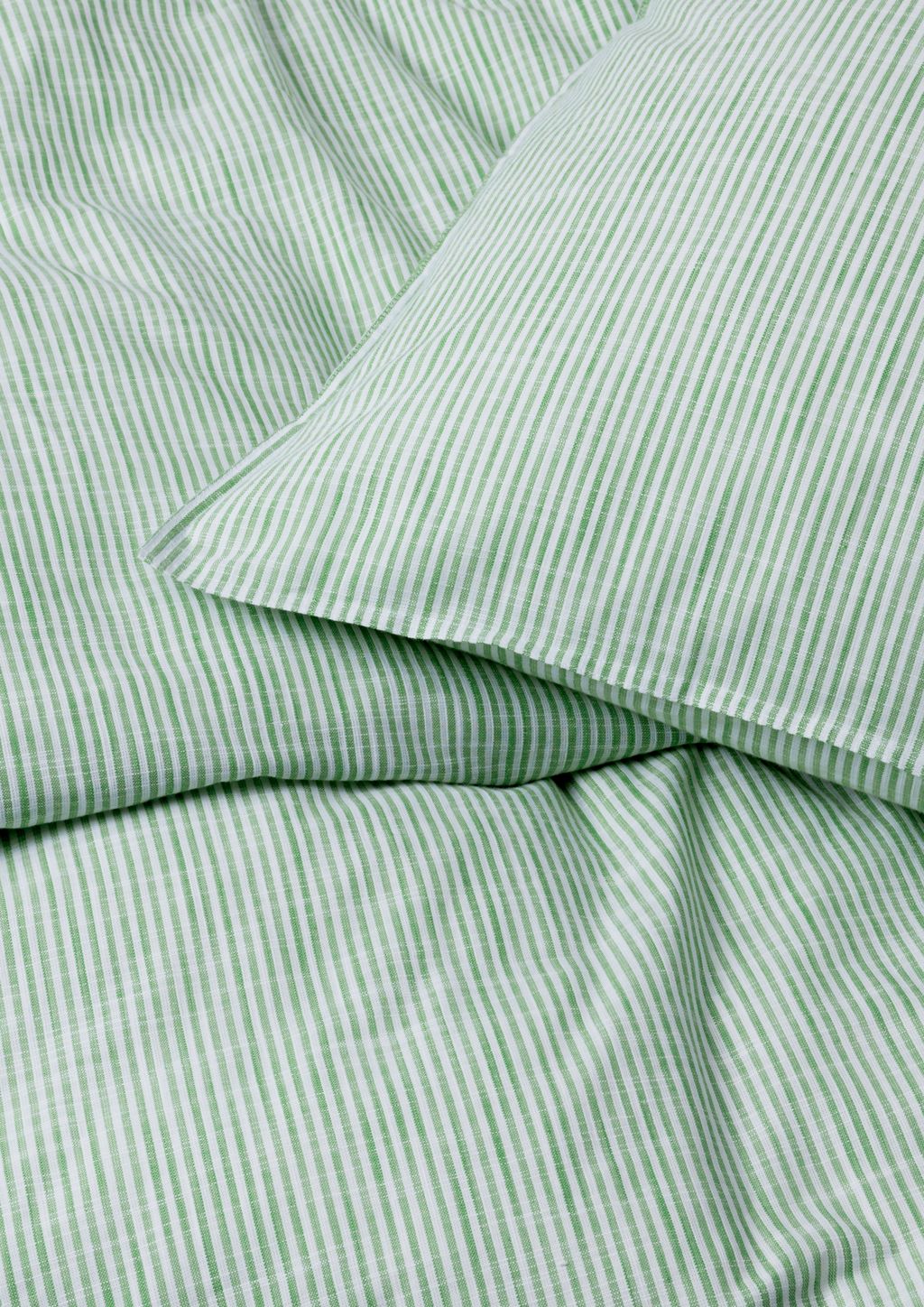 Juna Monochrome Lines Bed Linen 140 X200 Cm, Green/White