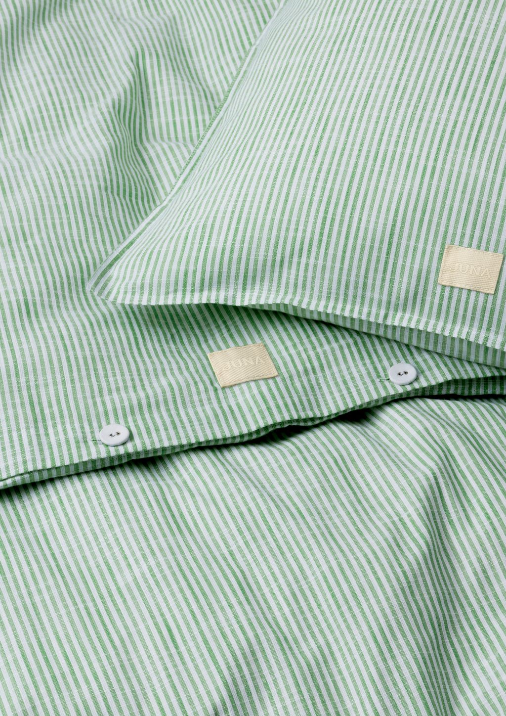 Juna Monochrome Lines Bed Linen 140 X200 Cm, Green/White