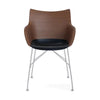 Kartell Q/Wood Armchair Basic Veneer, Dark Wood/Chrome