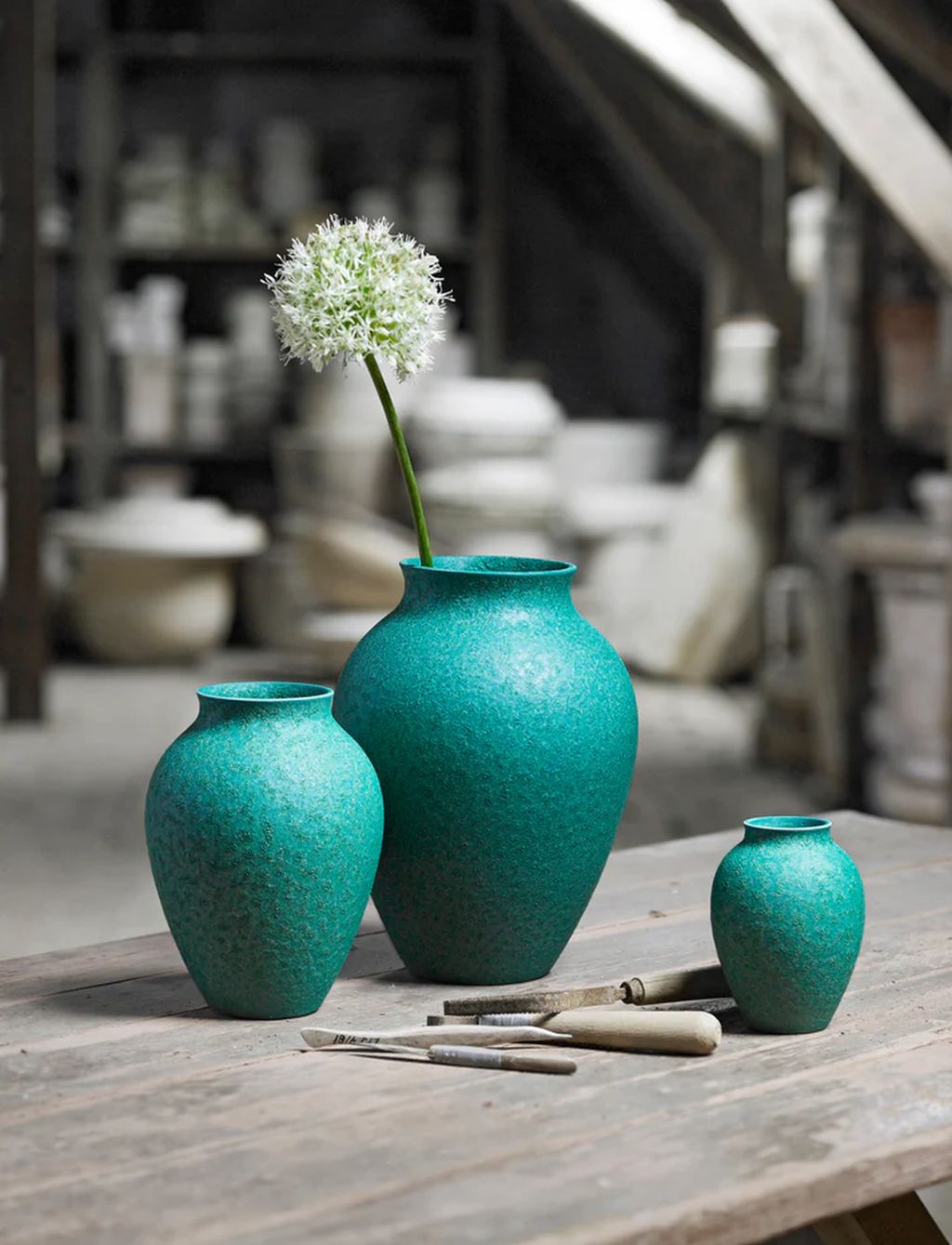 Knabstrup Keramik Vase H 35 Cm, Mint Green