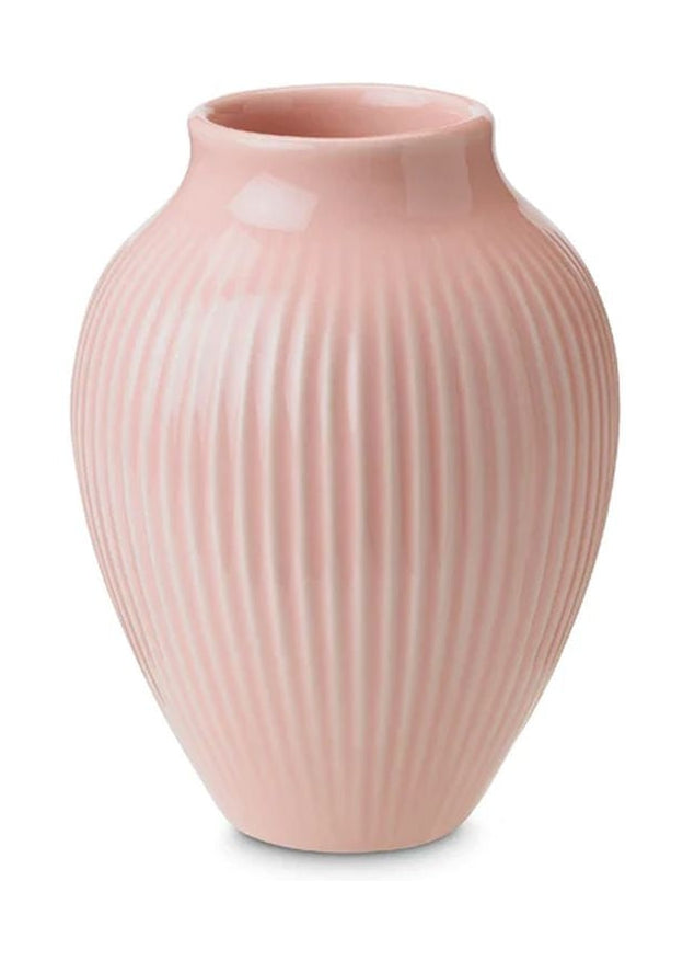 Knabstrup Keramik Vase With Grooves H 12,5 Cm, Pink