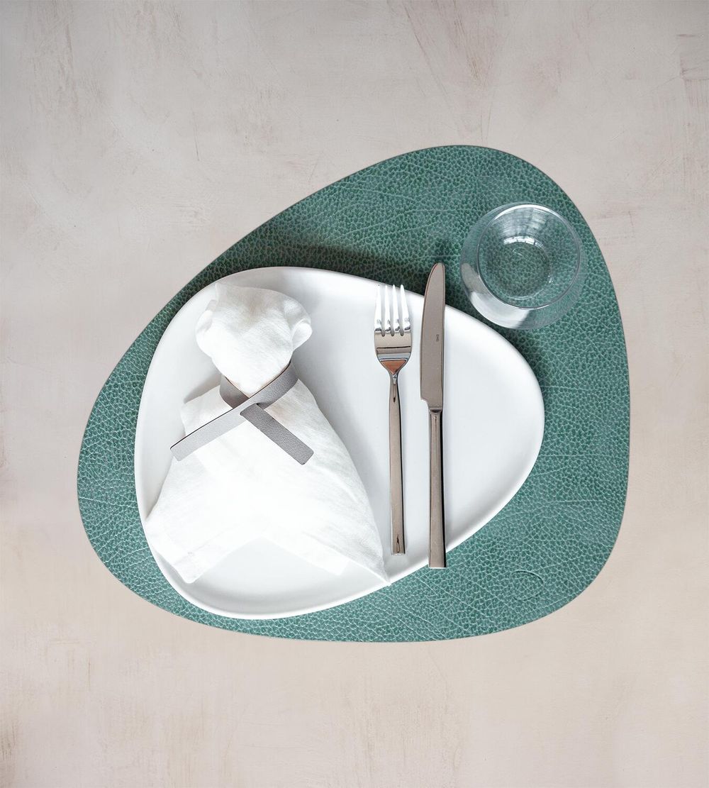 Lind Dna Curve Placemat Hippo Leather L, Pastel Green