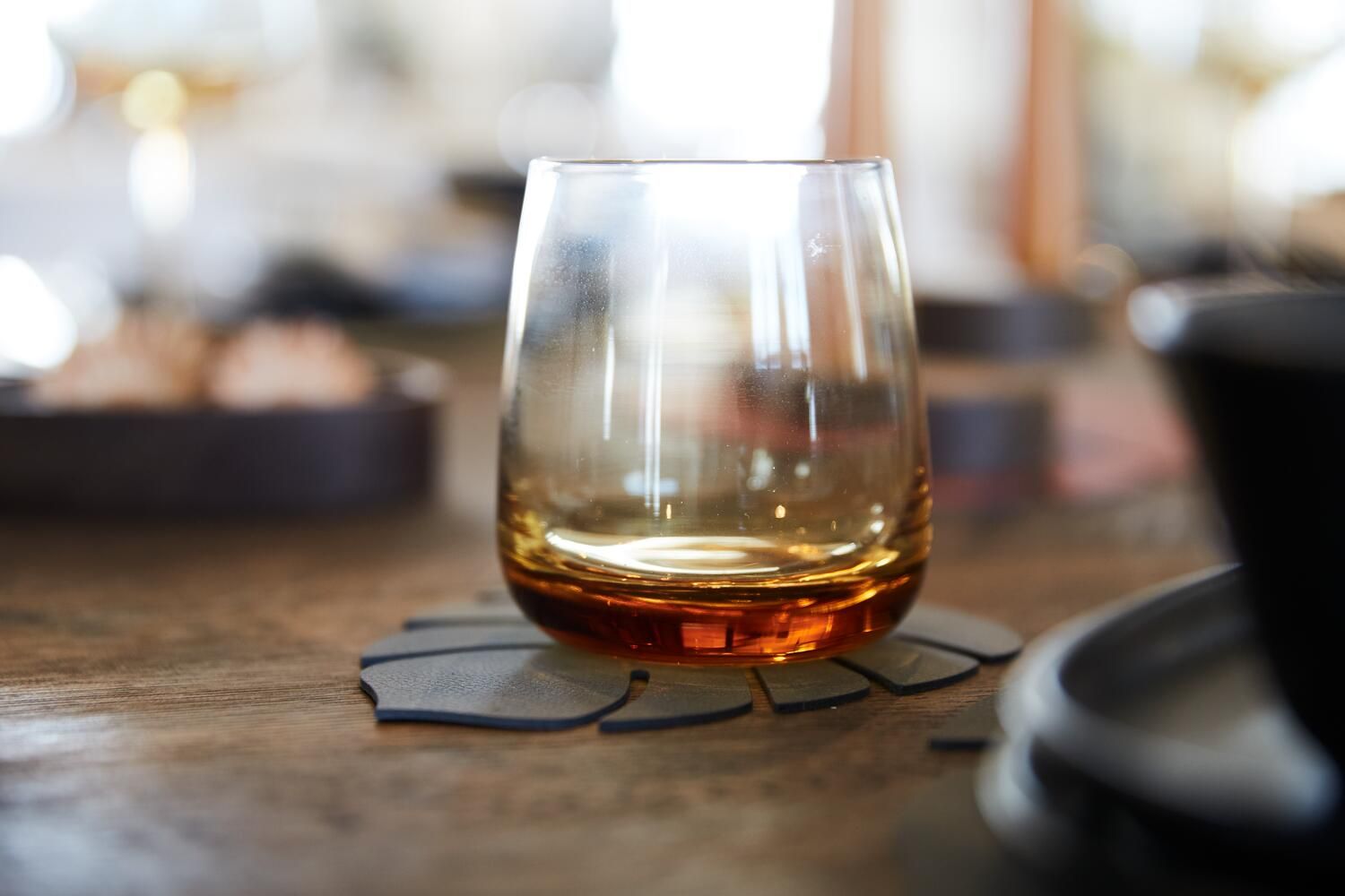 Lind Dna Leaf Glass Coaster Nupo Leather, Burned Curry