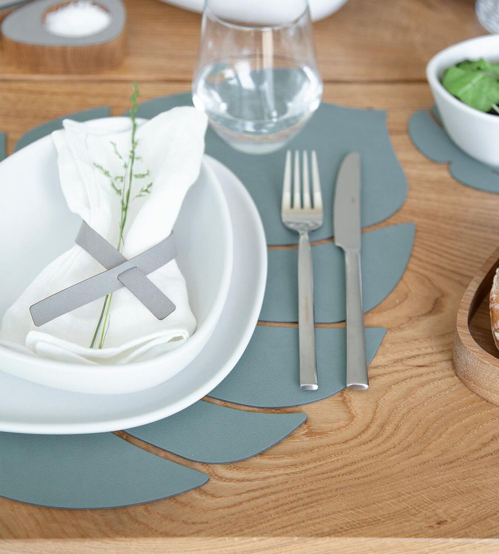 Lind Dna Leaf Placemat Nupo Leather L, Pastel Green