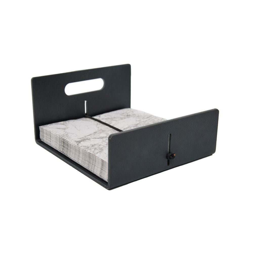 Lind Dna Napkin Holder Nupo Leather, Black Anthracite