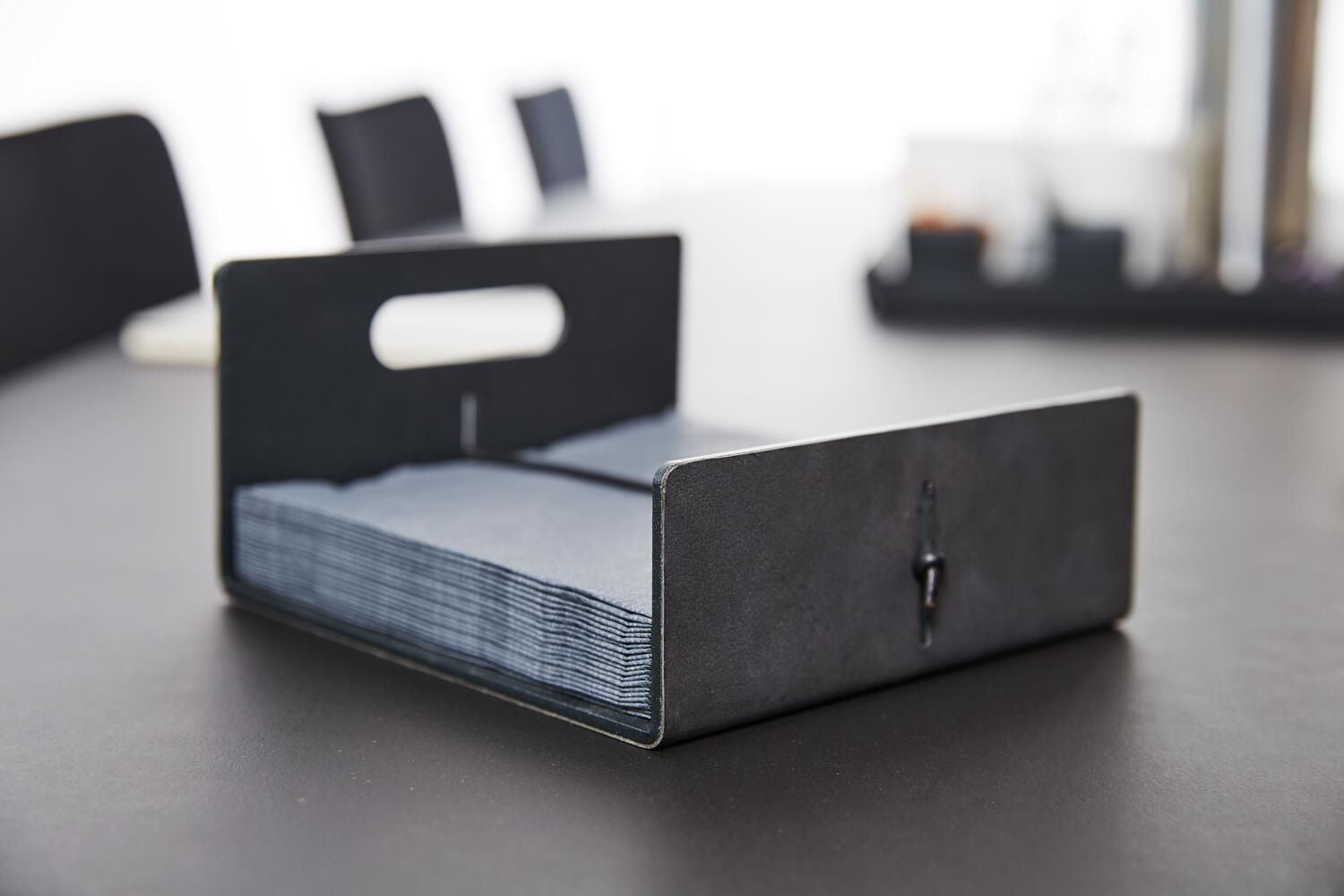 Lind Dna Napkin Holder Nupo Leather, Black Anthracite