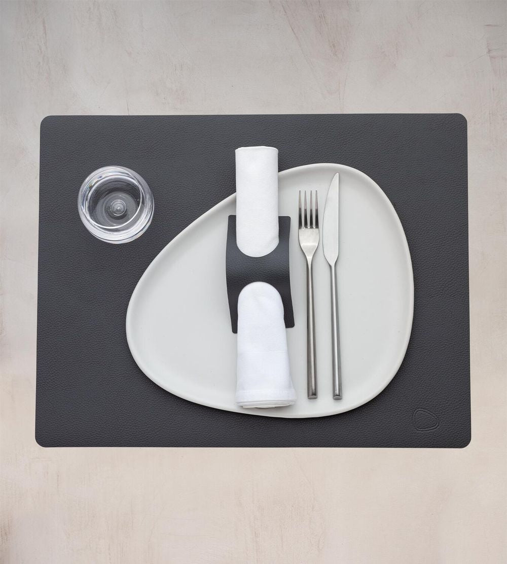 Lind Dna Square Placemat Serene Leather L, Anthracite