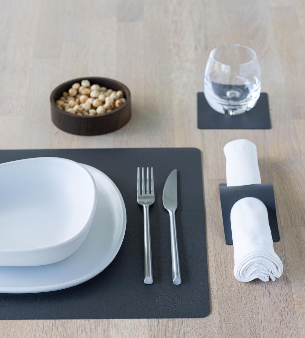 Lind Dna Square Placemat Serene Leather L, Anthracite