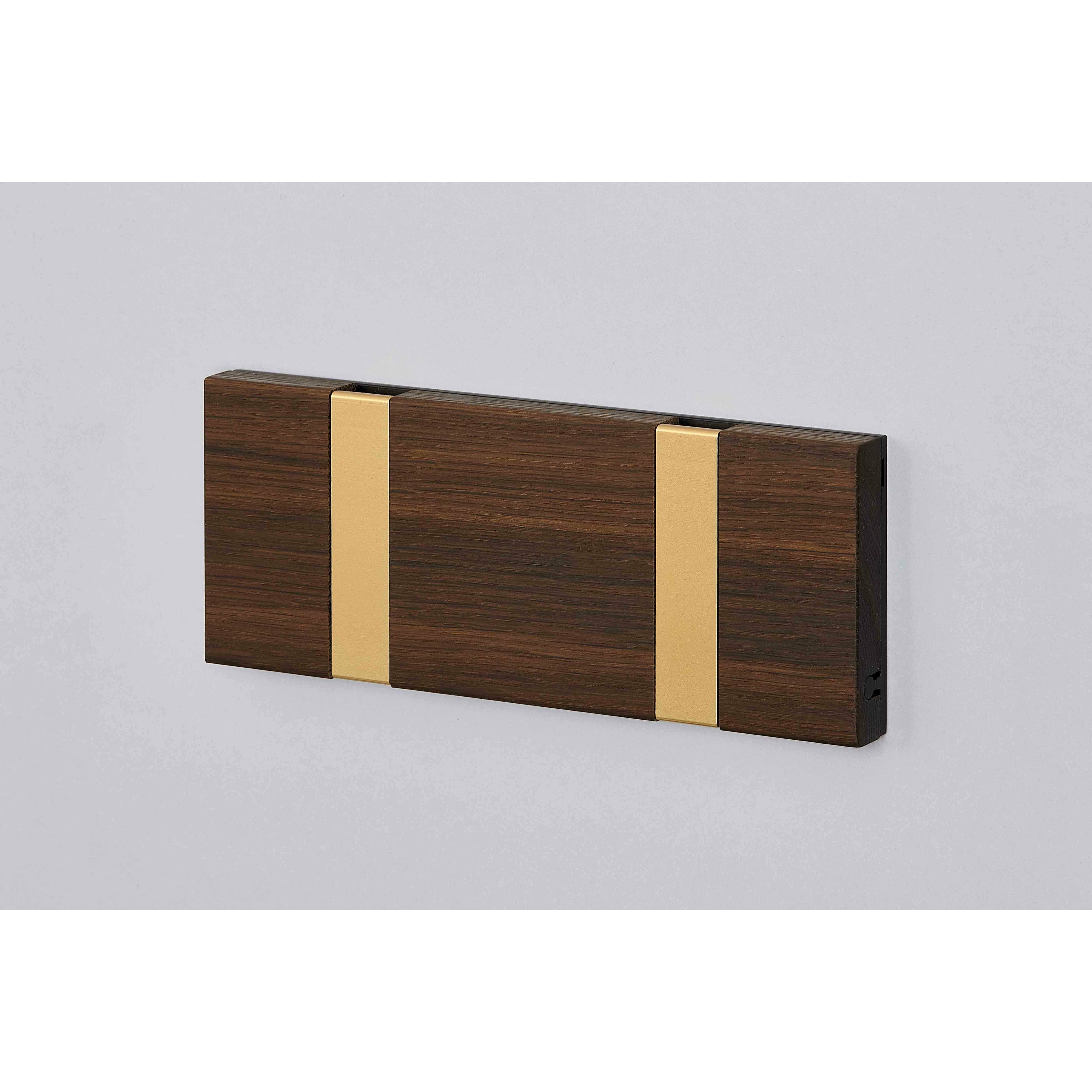 Loca Knax Horizontal Coat Rack 2 Hooks, Oak Tabac Oiled/Brass