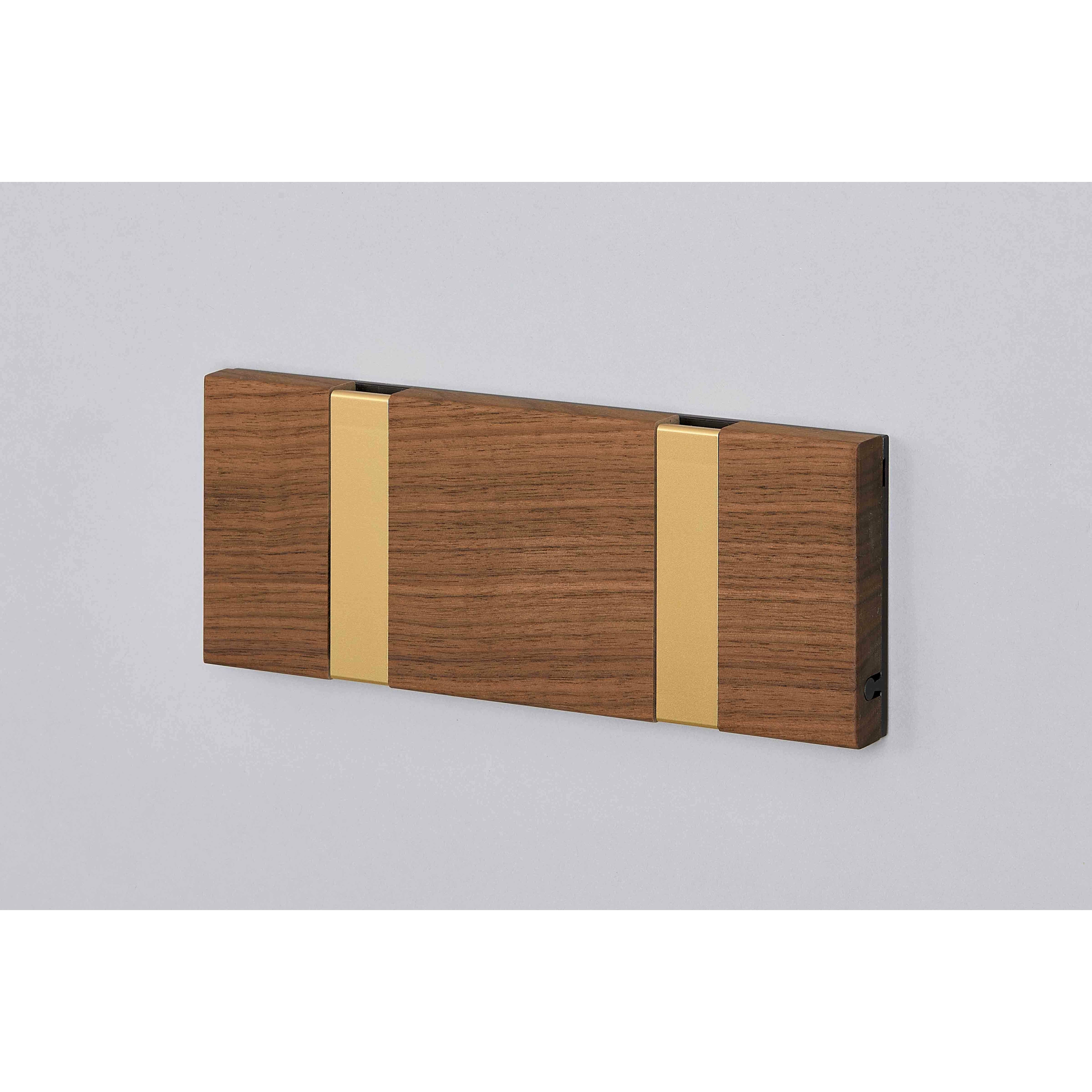 Loca Knax Horizontal Coat Rack 2 Hooks, Walnut/Brass