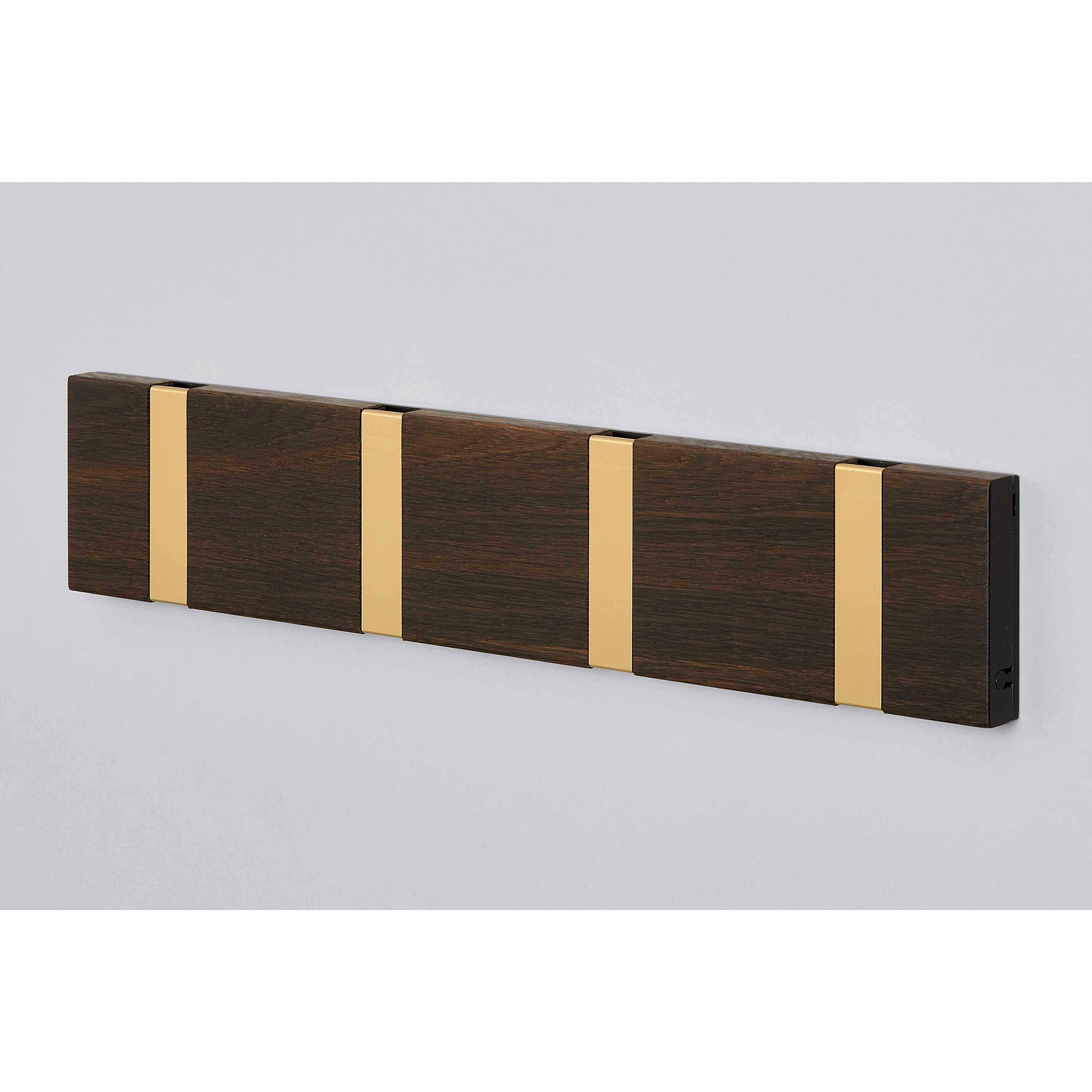 Loca Knax Horizontal Coat Rack 4 Hooks, Oak Tabac Oiled/Brass