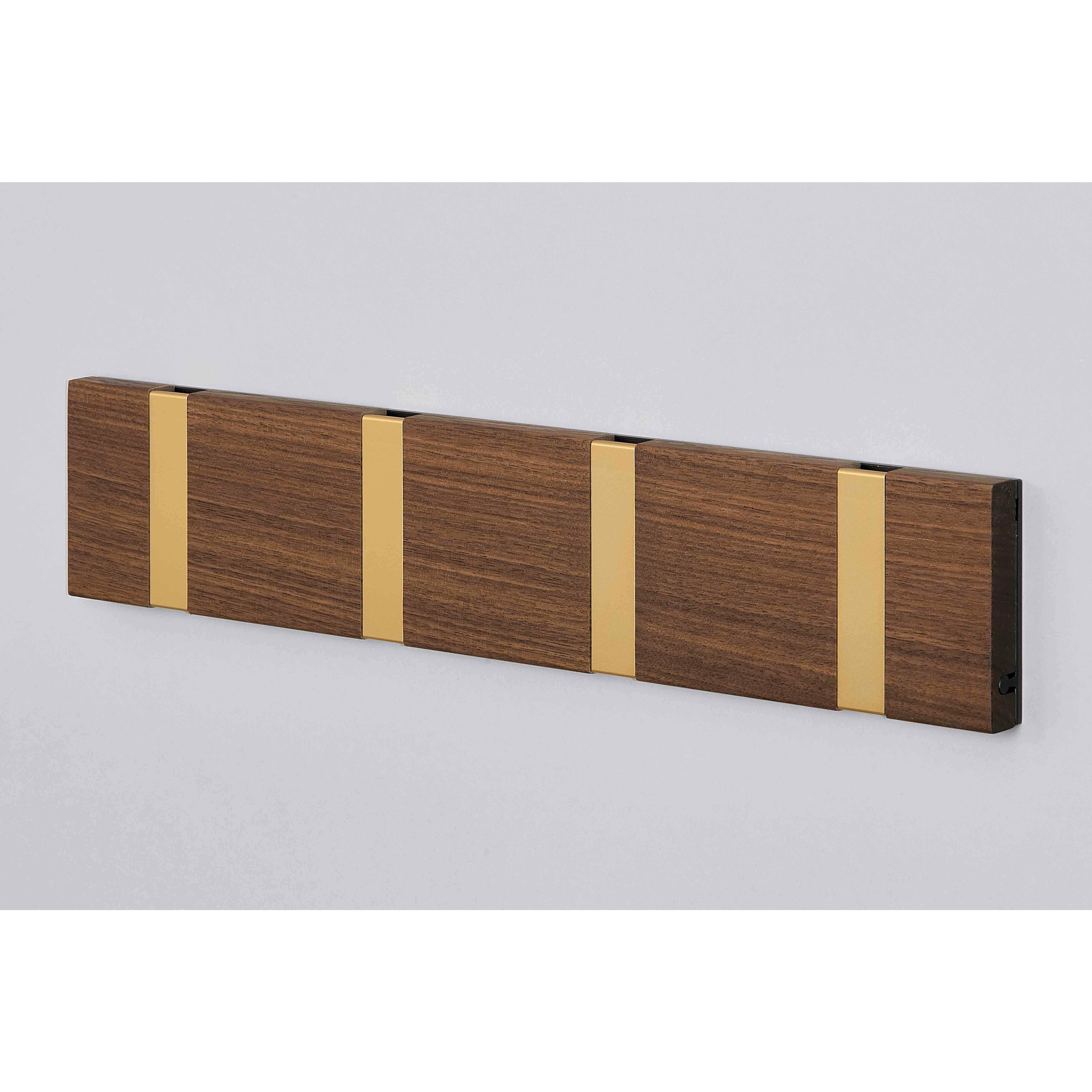 Loca Knax Horizontal Coat Rack 4 Hooks, Walnut/Brass