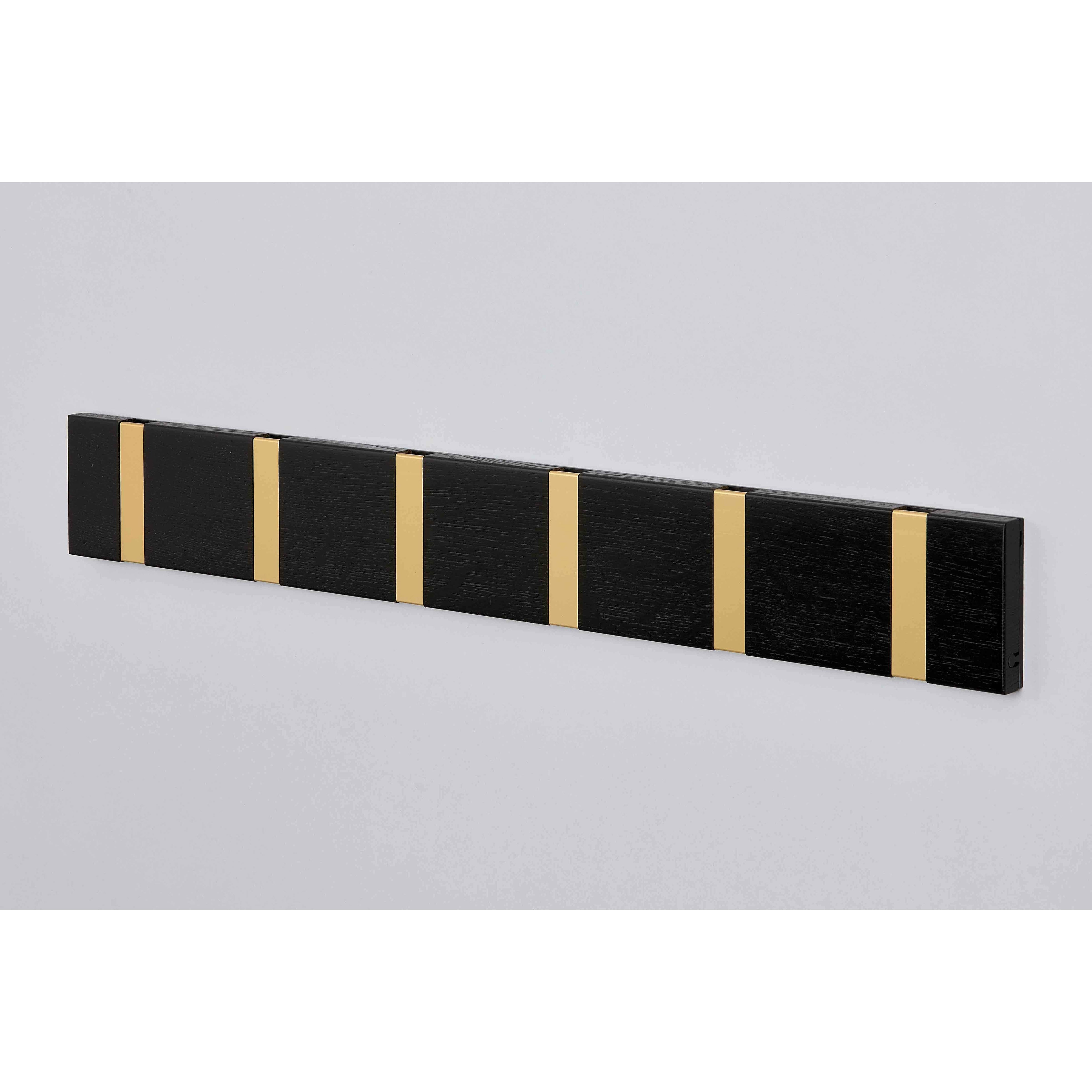 Loca Knax Horizontal Coat Rack 6 Hooks, Oak Black Stained/Brass