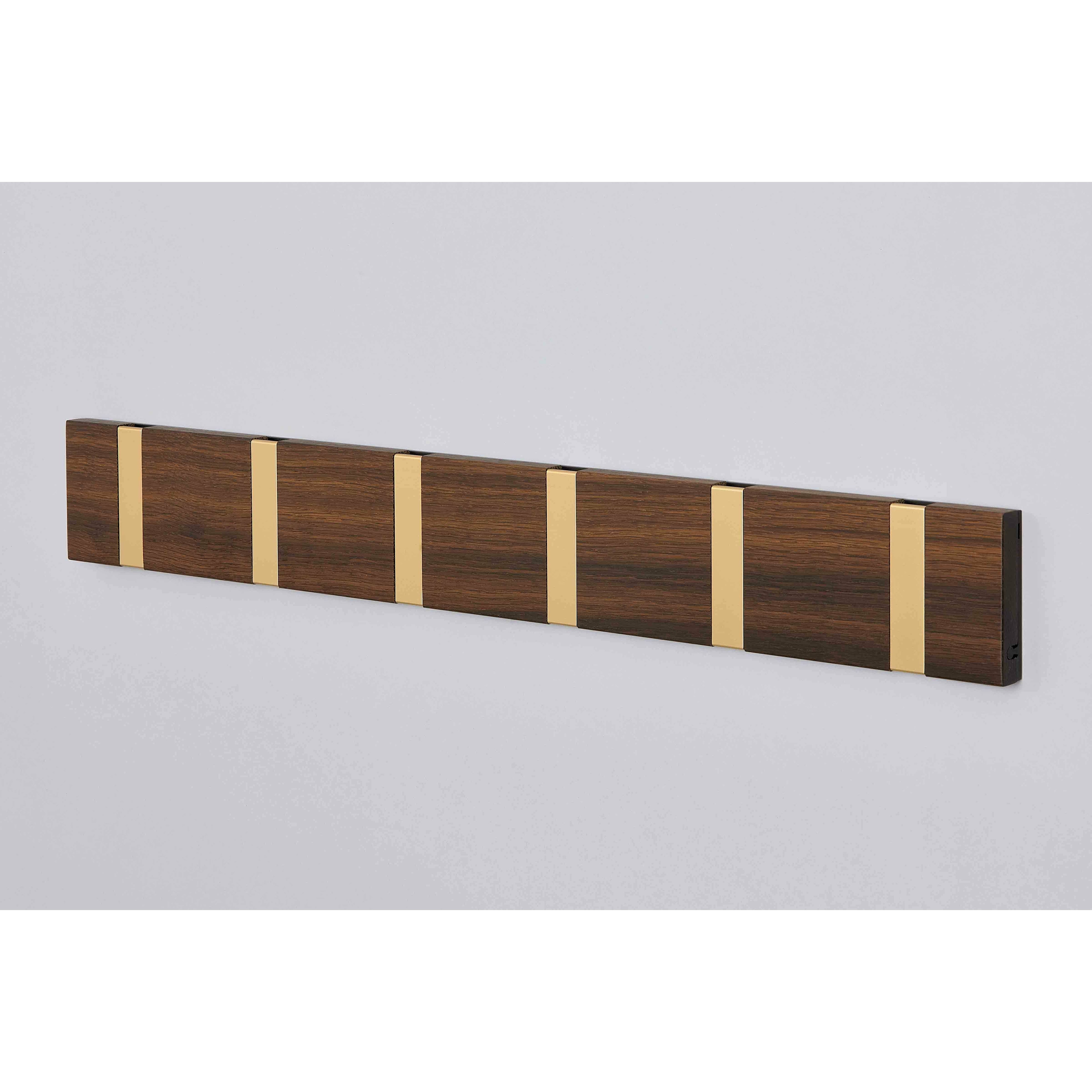 Loca Knax Horizontal Coat Rack 6 Hooks, Oak Tabac Oiled/Brass