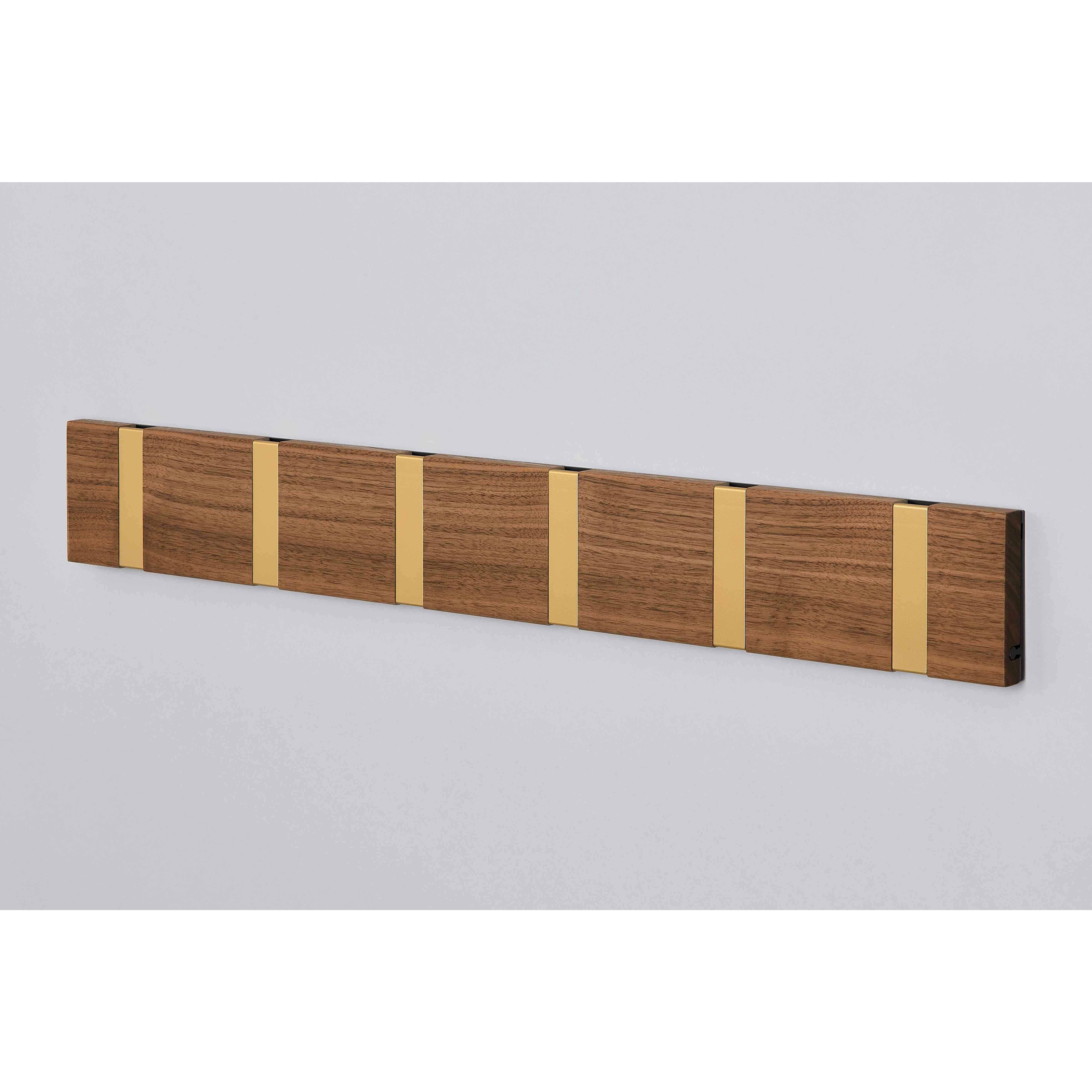 Loca Knax Horizontal Coat Rack 6 Hooks, Walnut/Brass