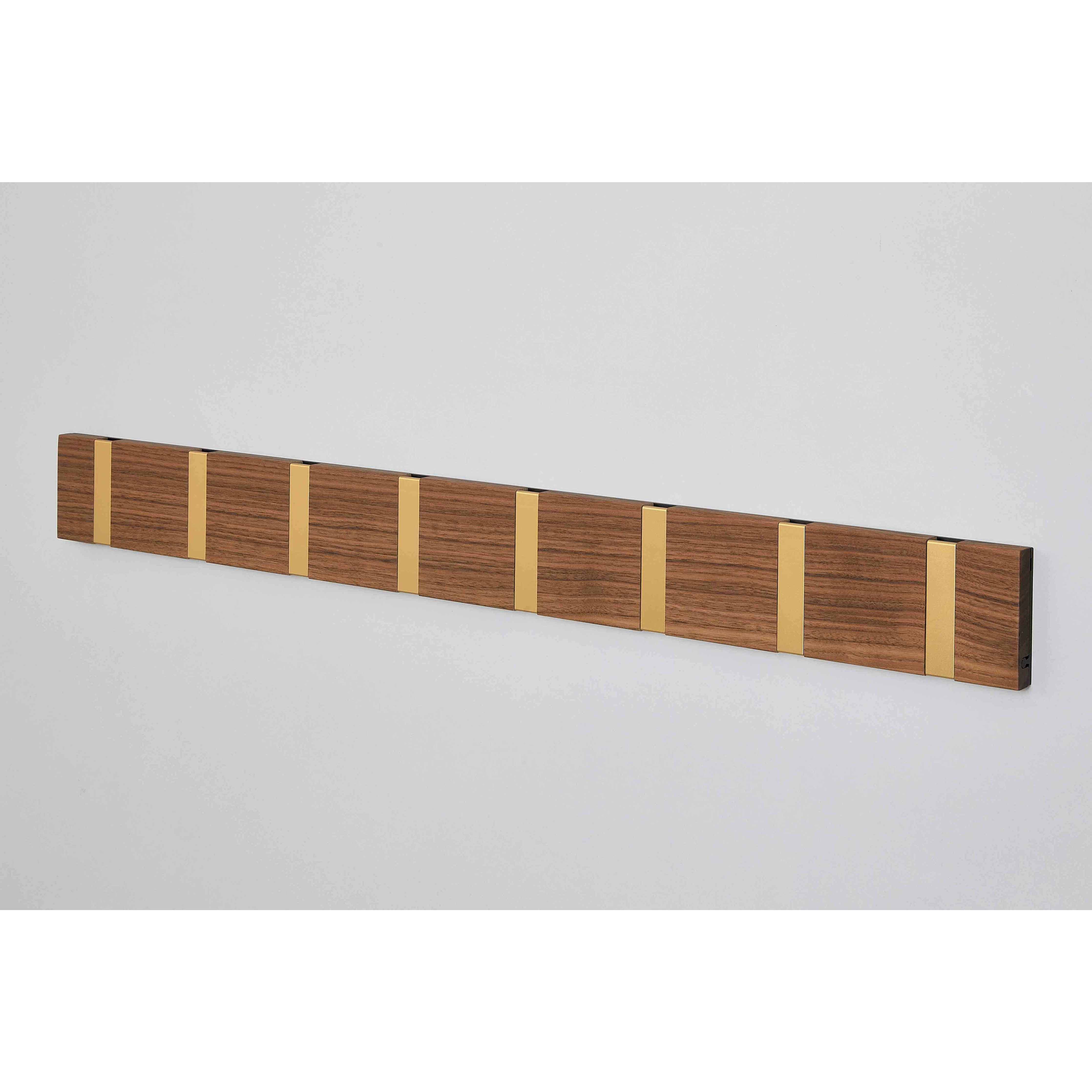 Loca Knax Horizontal Coat Rack 8 Hooks, Walnut/Brass