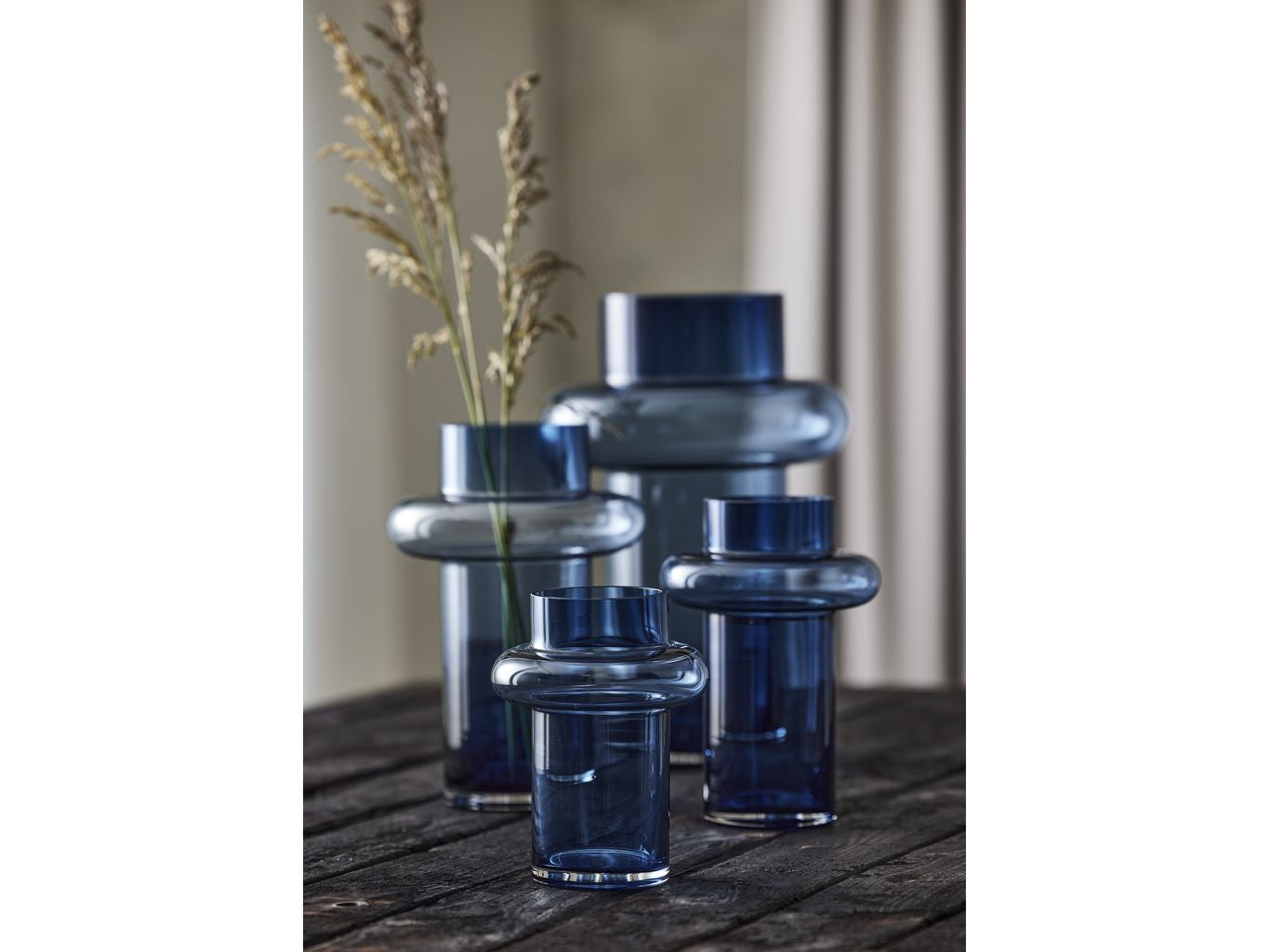 Lyngby Glas Tube Vase H: 20 Cm, Dark Blue