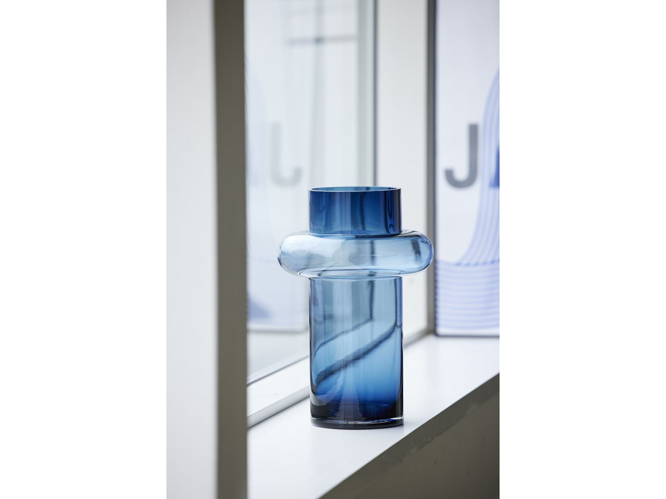 Lyngby Glas Tube Vase H: 25 Cm, Dark Blue