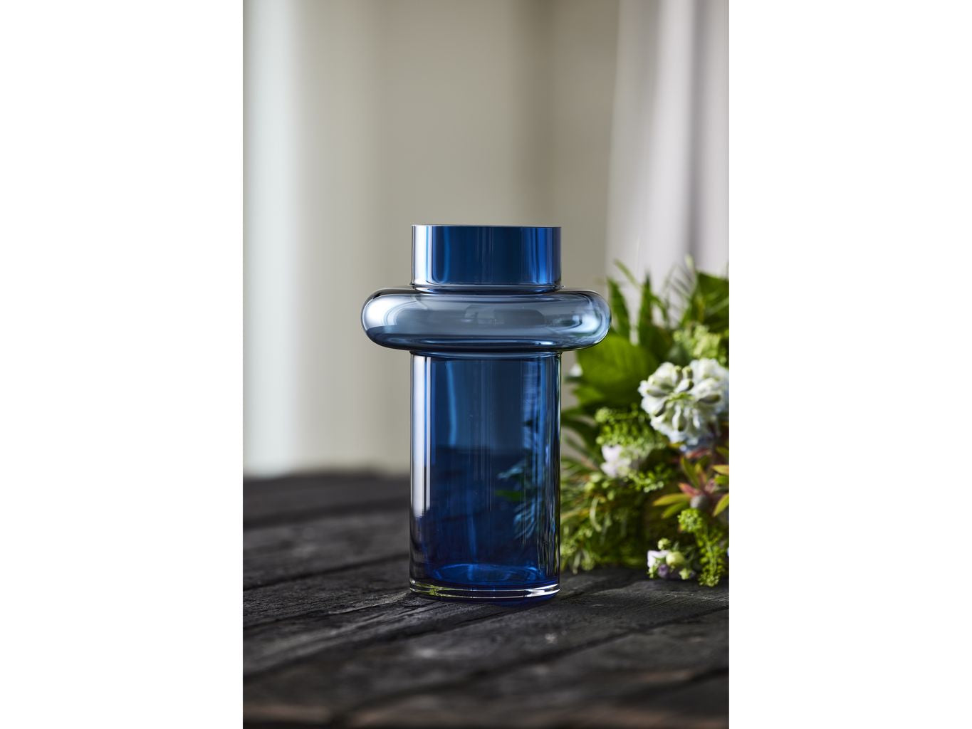 Lyngby Glas Tube Vase H: 25 Cm, Dark Blue