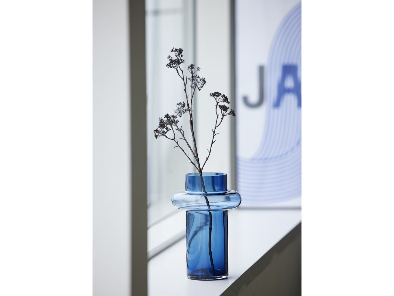 Lyngby Glas Tube Vase H: 25 Cm, Dark Blue