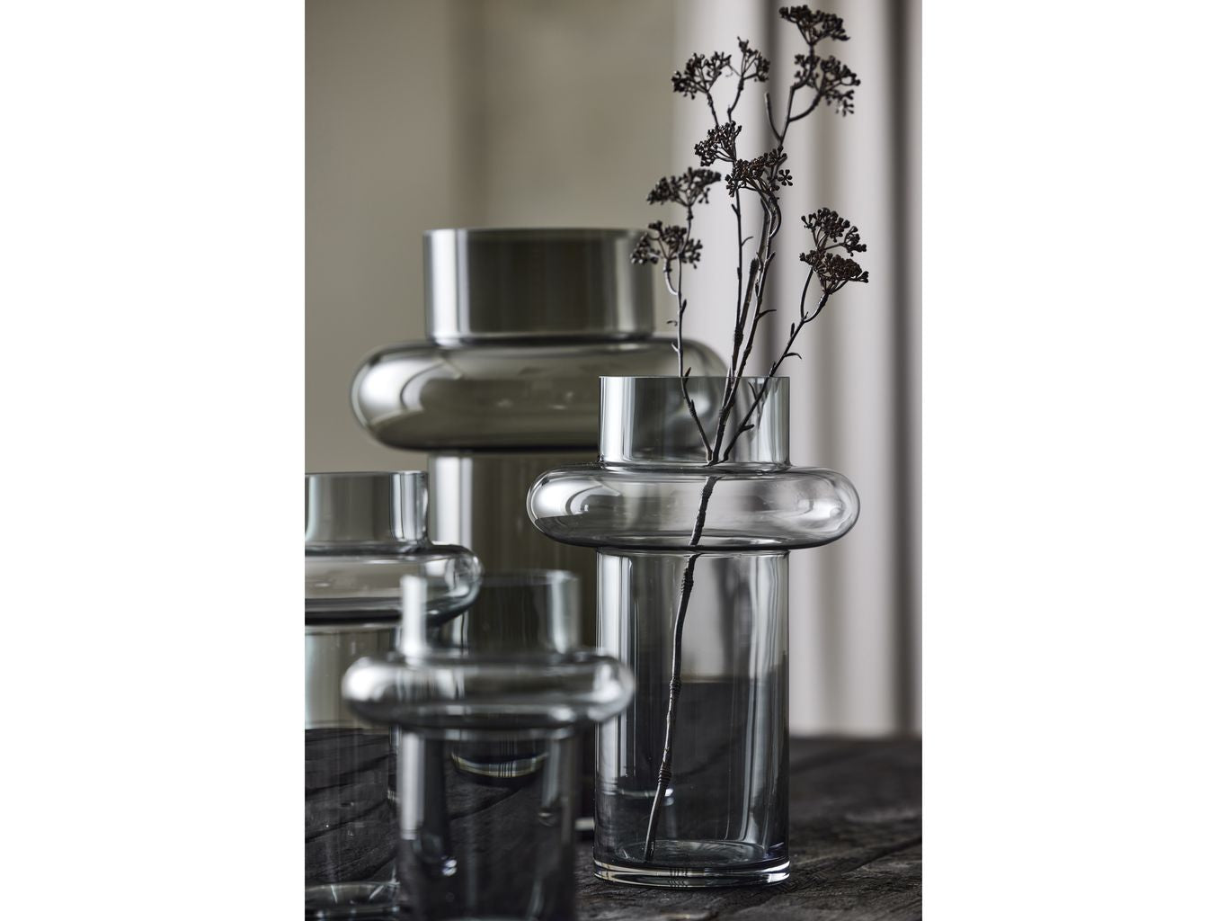 Lyngby Glas Tube Vase H: 25 Cm, Smoke