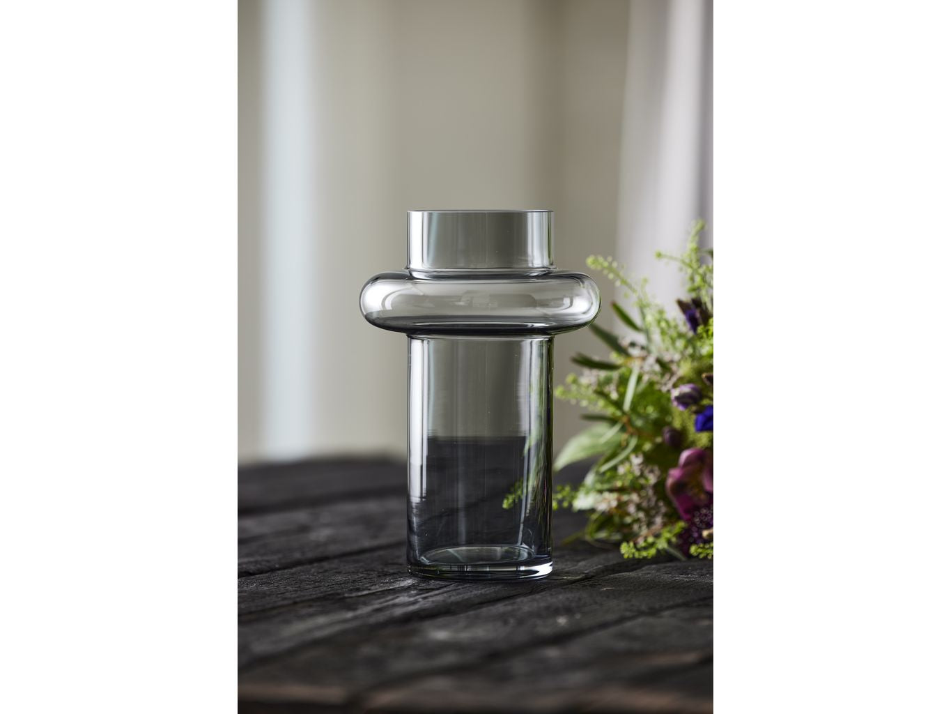 Lyngby Glas Tube Vase H: 25 Cm, Smoke