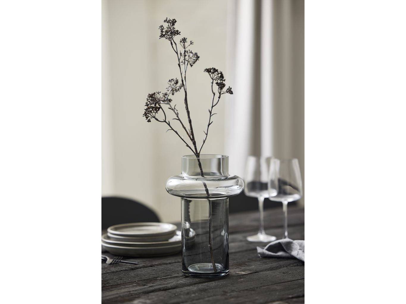 Lyngby Glas Tube Vase H: 25 Cm, Smoke