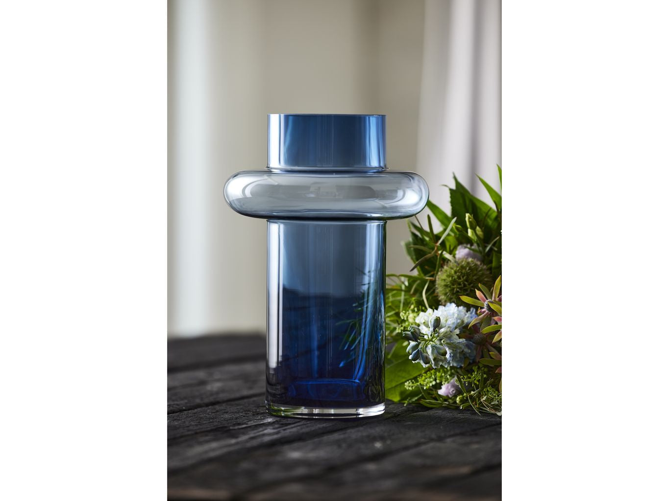 Lyngby Glas Tube Vase H: 30 Cm, Dark Blue