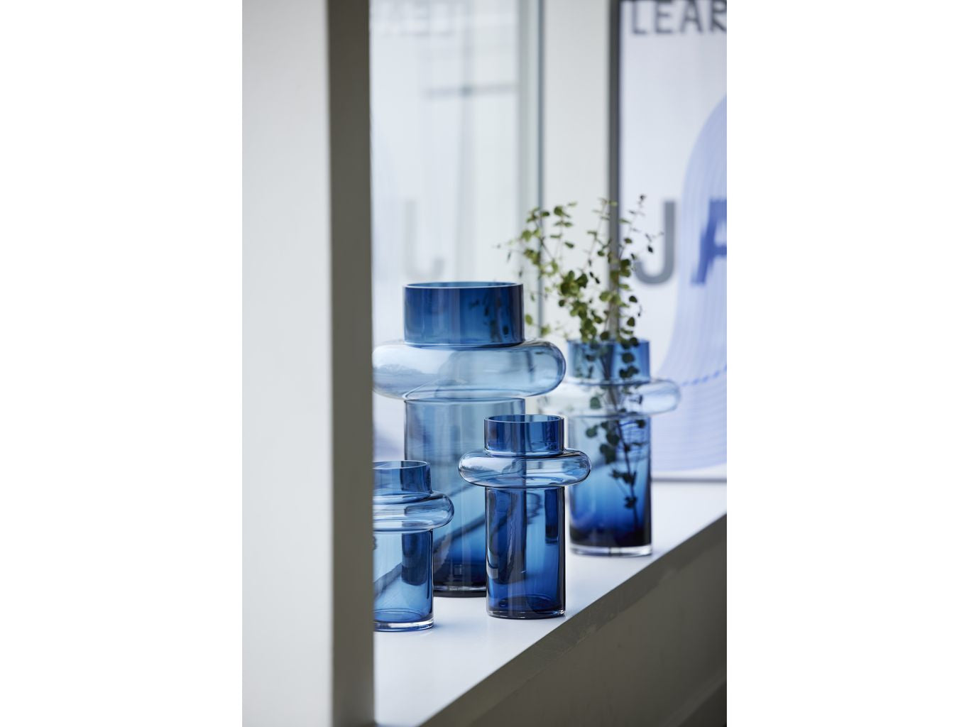 Lyngby Glas Tube Vase H: 30 Cm, Dark Blue