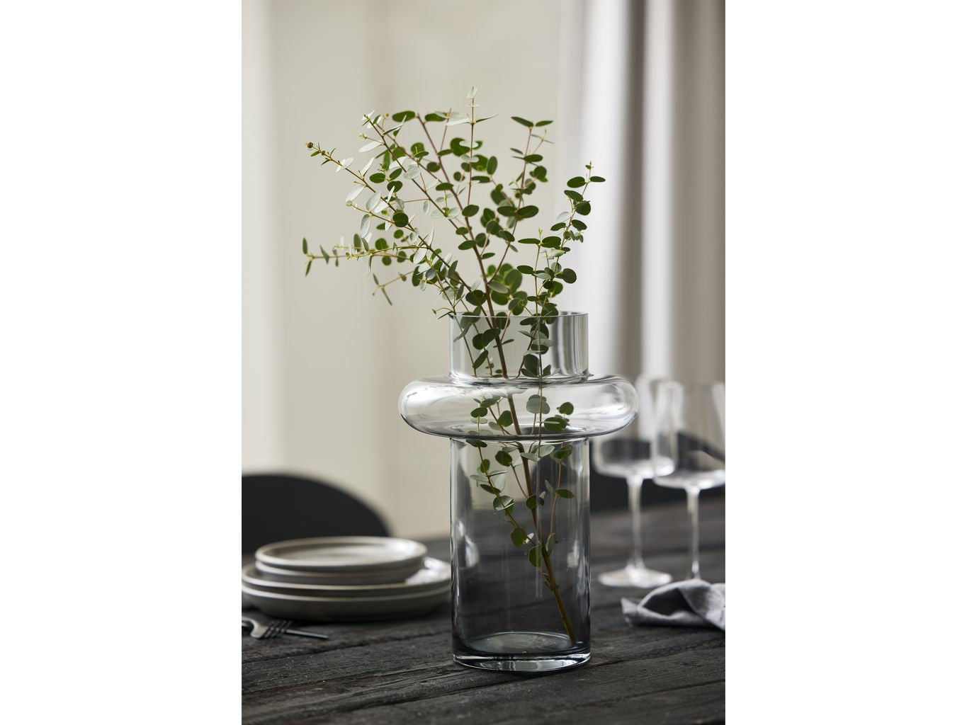 Lyngby Glas Tube Vase H: 30 Cm, Smoke