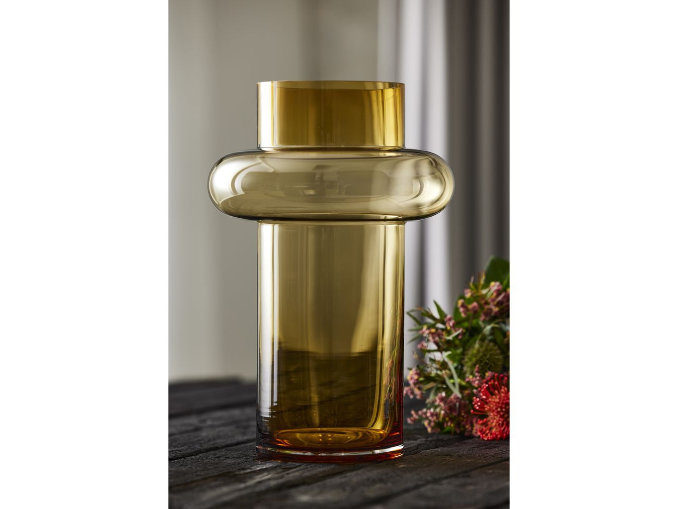 Lyngby Glas Tube Vase H: 40 Cm, Amber