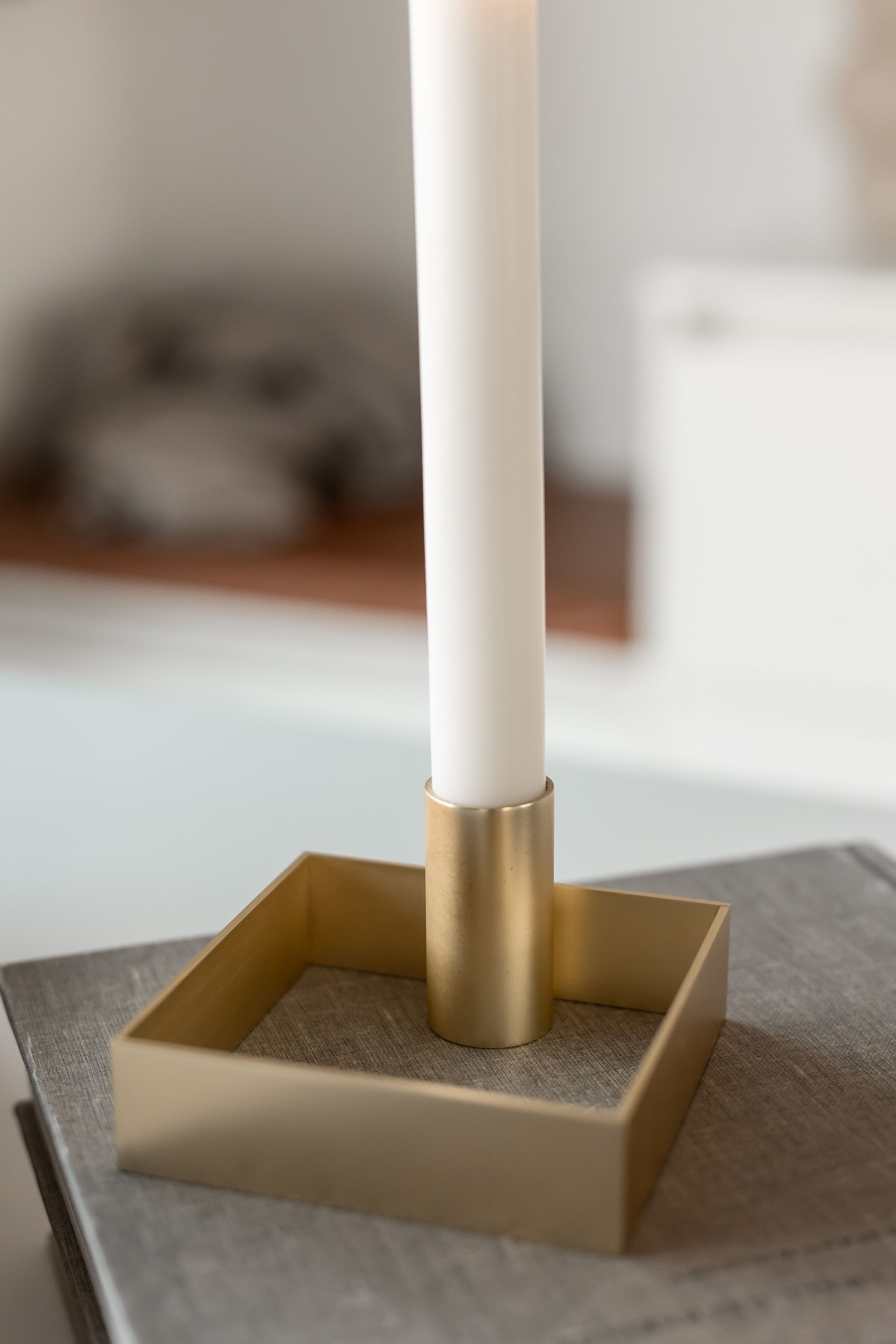 Malling Living Edge Candle Holder, Brushed Brass