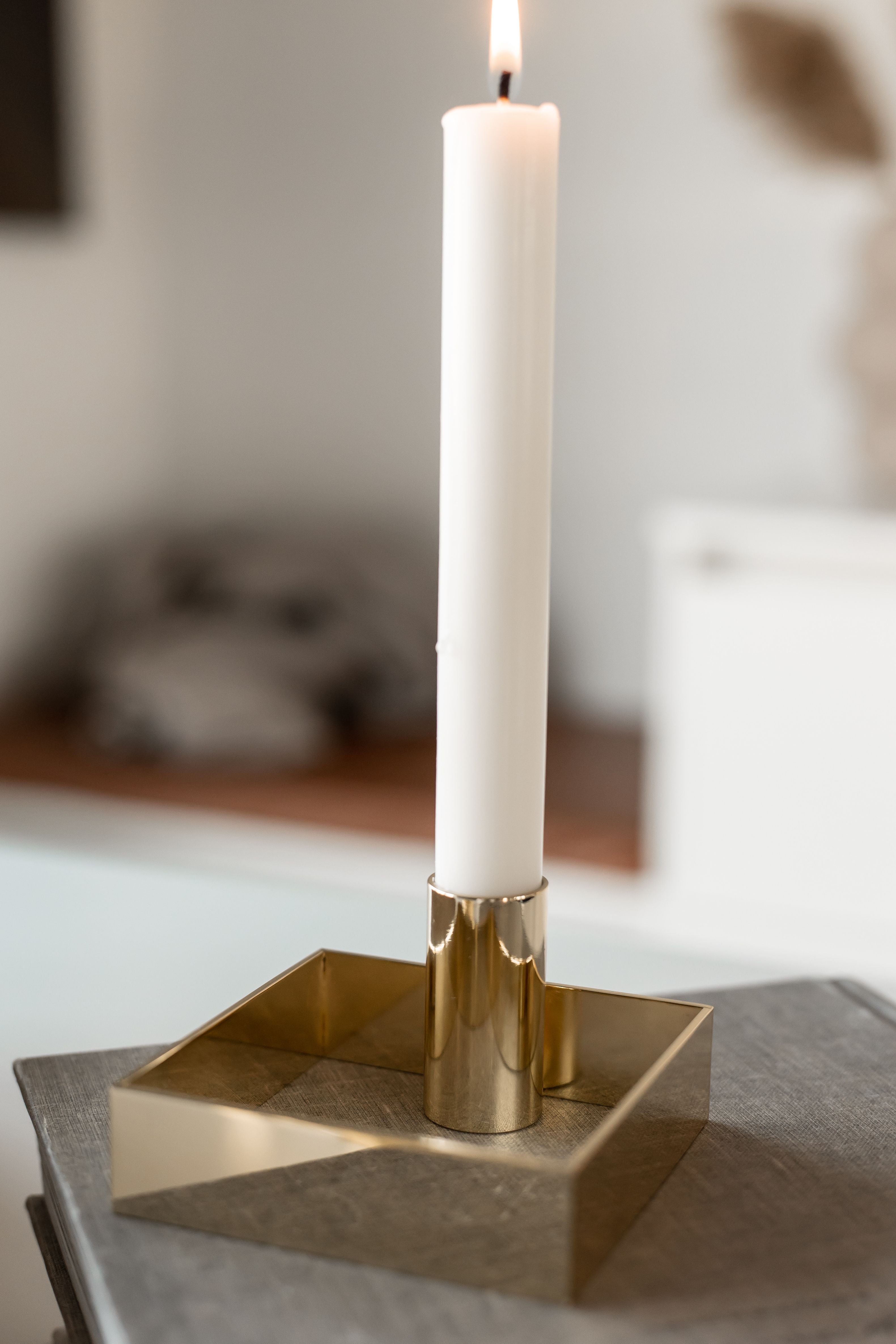 Malling Living Edge Candle Holder, Brushed Brass