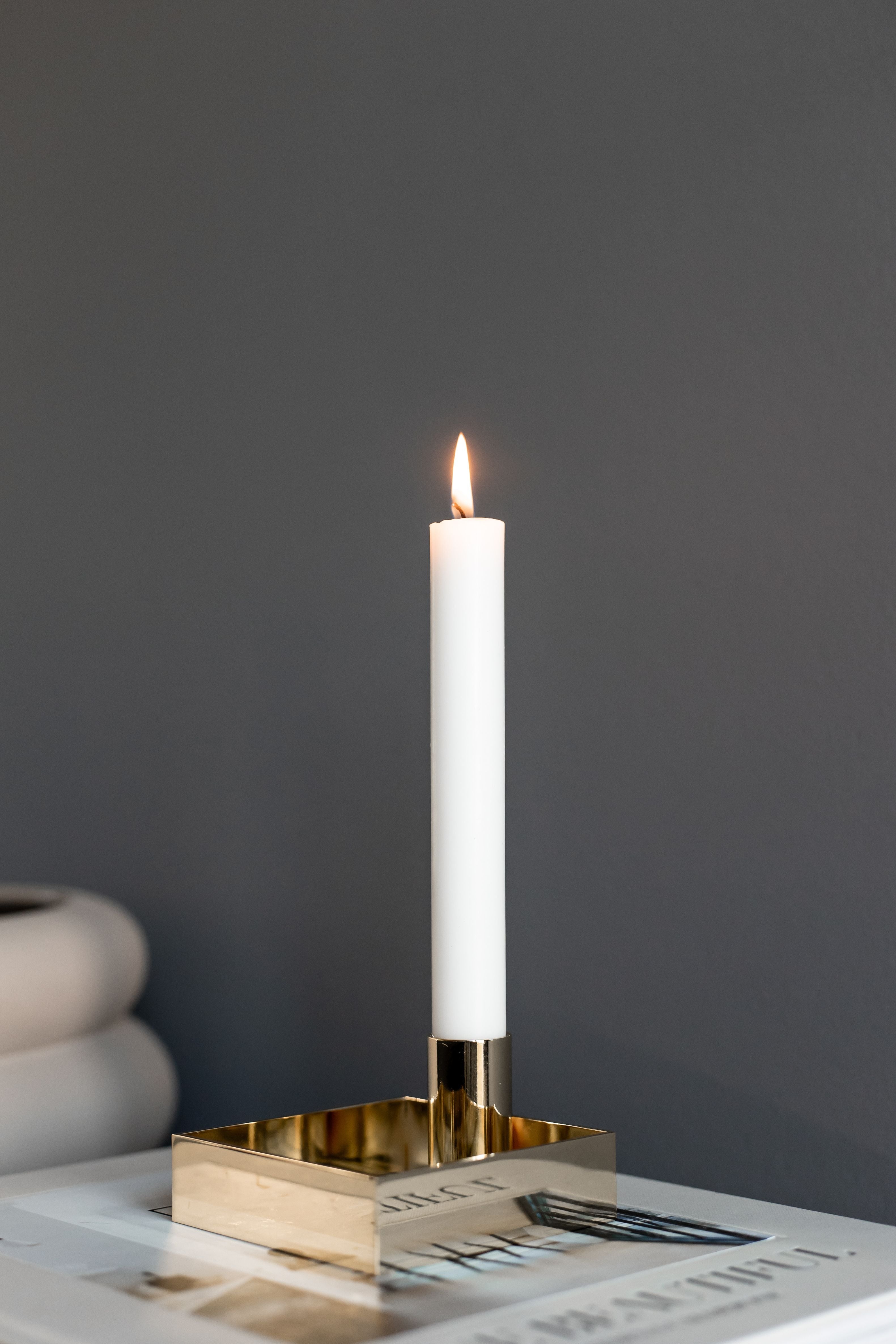 Malling Living Edge Candle Holder, Brushed Brass